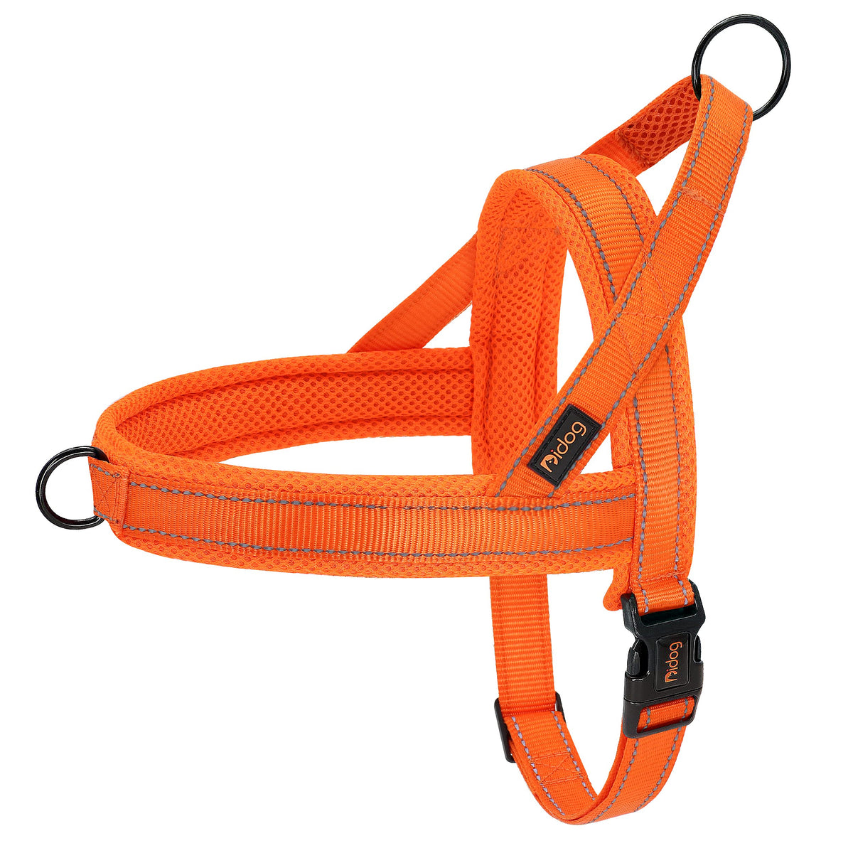 Didog Mesh Flannel Padded Dog Vest Harness,Escape Proof/Quick Fit Reflective Dog Strap Harness, Easy For Training Walking (M:Chest 21-26', Orange)
