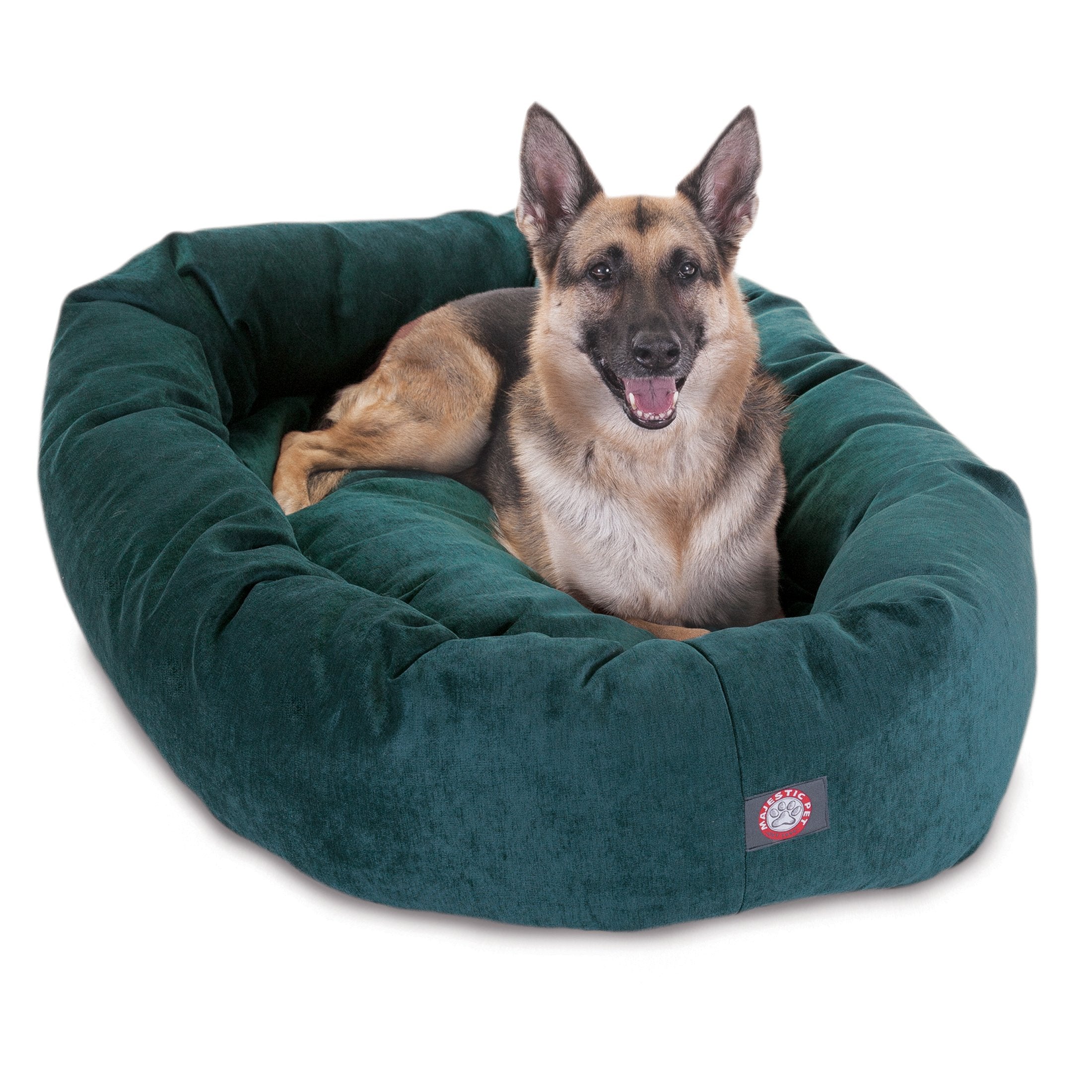 Majestic Pet 52 Inch Micro Velvet Calming Dog Bed Washable - Cozy Soft Round Dog Bed With Spine For Head Support - Fluffy Donut 