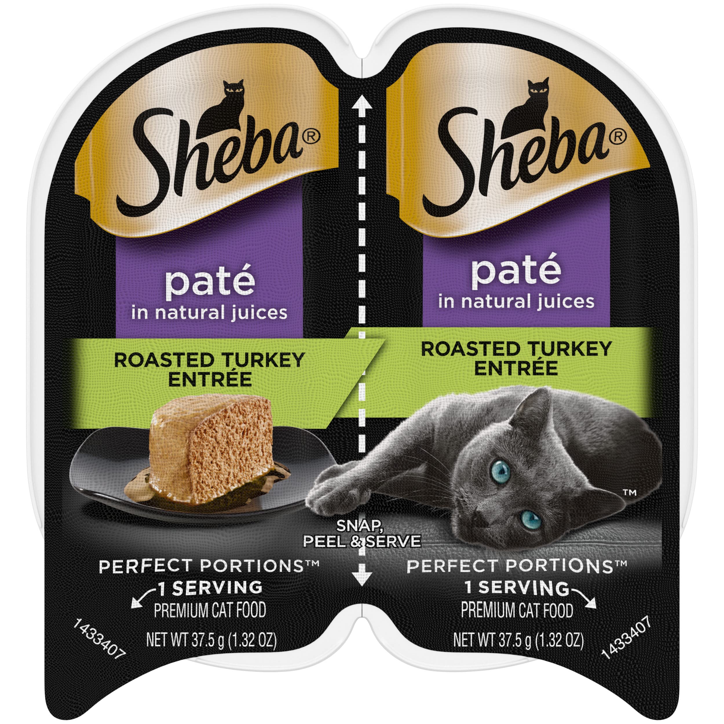 Sheba Perfect Portions Wet Cat Food Pate Roasted Turkey Entree, 2.6 oz. Twin-Pack Trays (24 Count, 48 Servings)