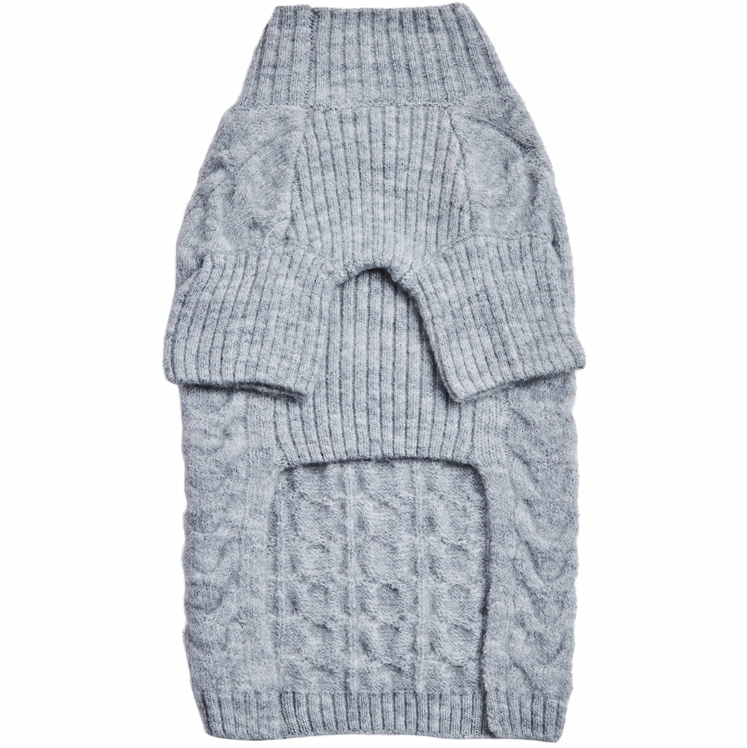 Blueberry Pet Classic Fuzzy Knit Dog Sweater, Heather Grey Turtle-Neck Christmas Sweater, Dog Clothes & Pajamas, Small Dog Sweat