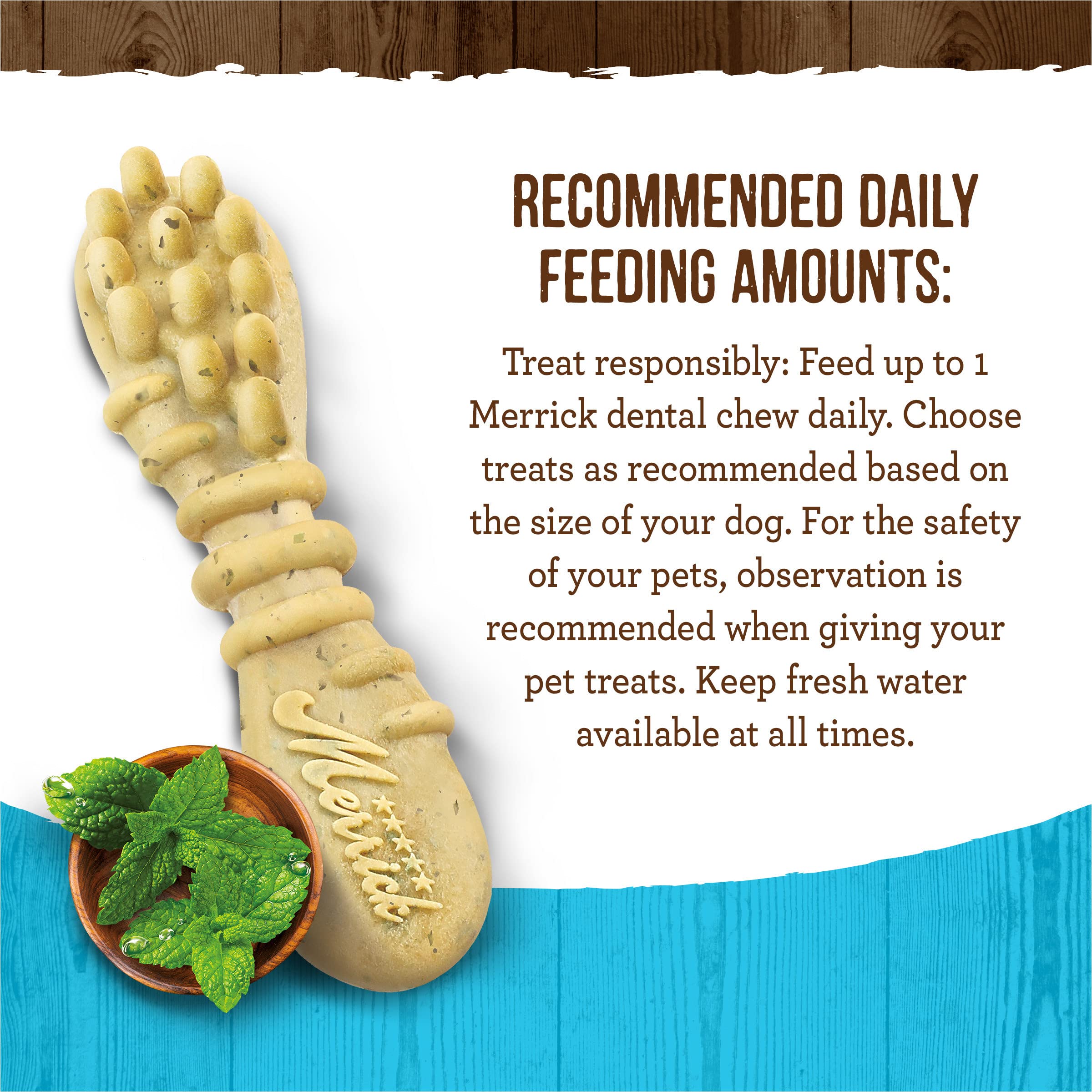 Merrick Dog Fresh Kisses Mint Strips Large 6.5Oz 4 Count