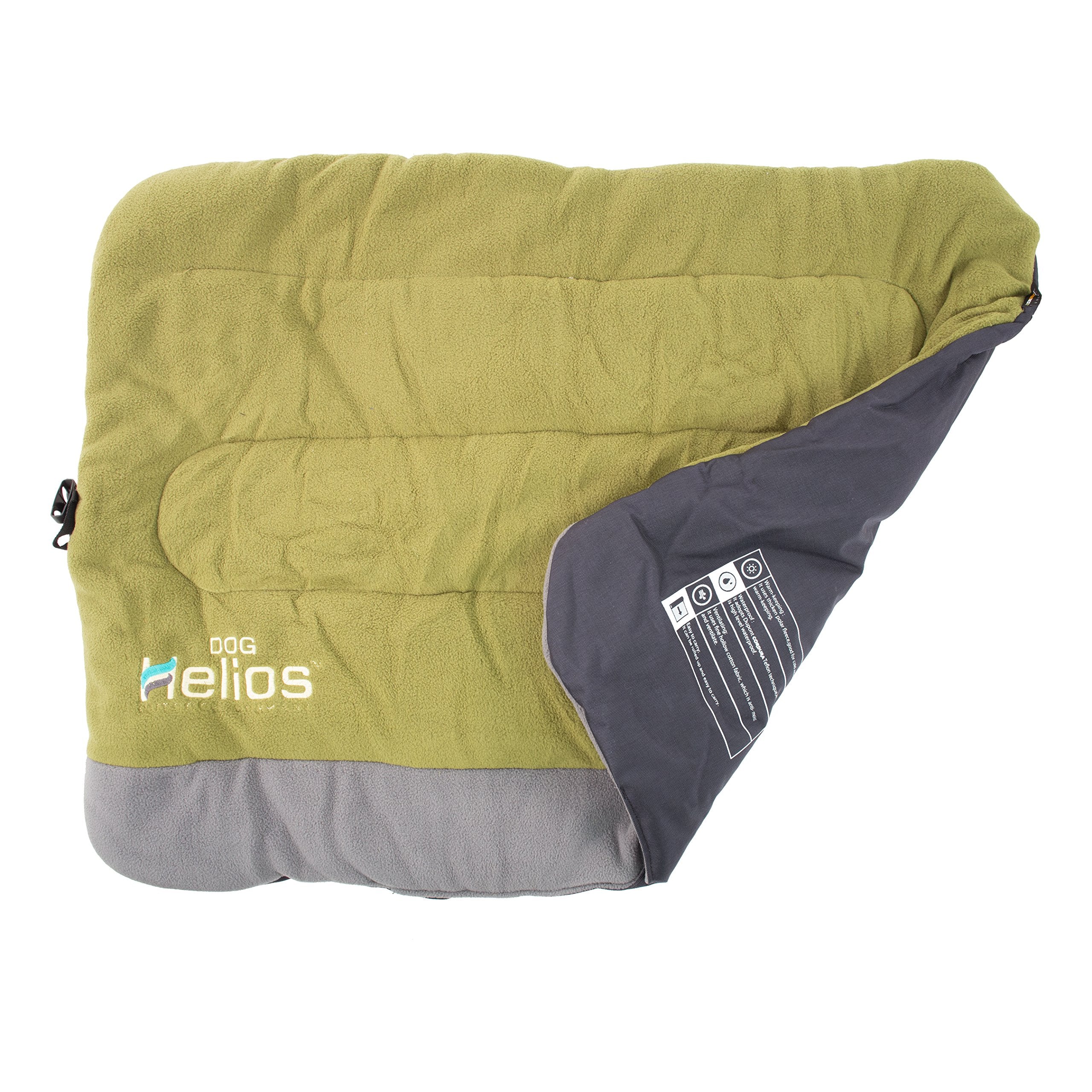 DOGHELIOS 'Combat-Terrain' Cordura-Nyco Reversible Nylon and Polar Fleece Travel Camping Folding Pet Dog Bed Mat, Large, Olive Green, Grey