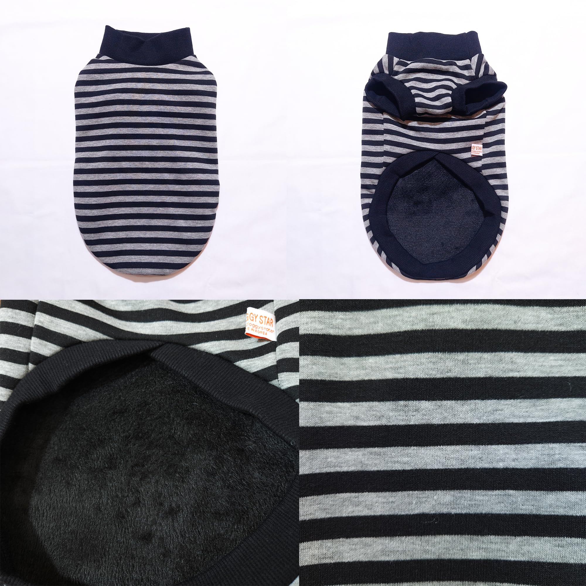 D Doggy Star Dachshund Sweater For Dogs Lining Napping Stripe T Shirts (Xl,Black/Grey)