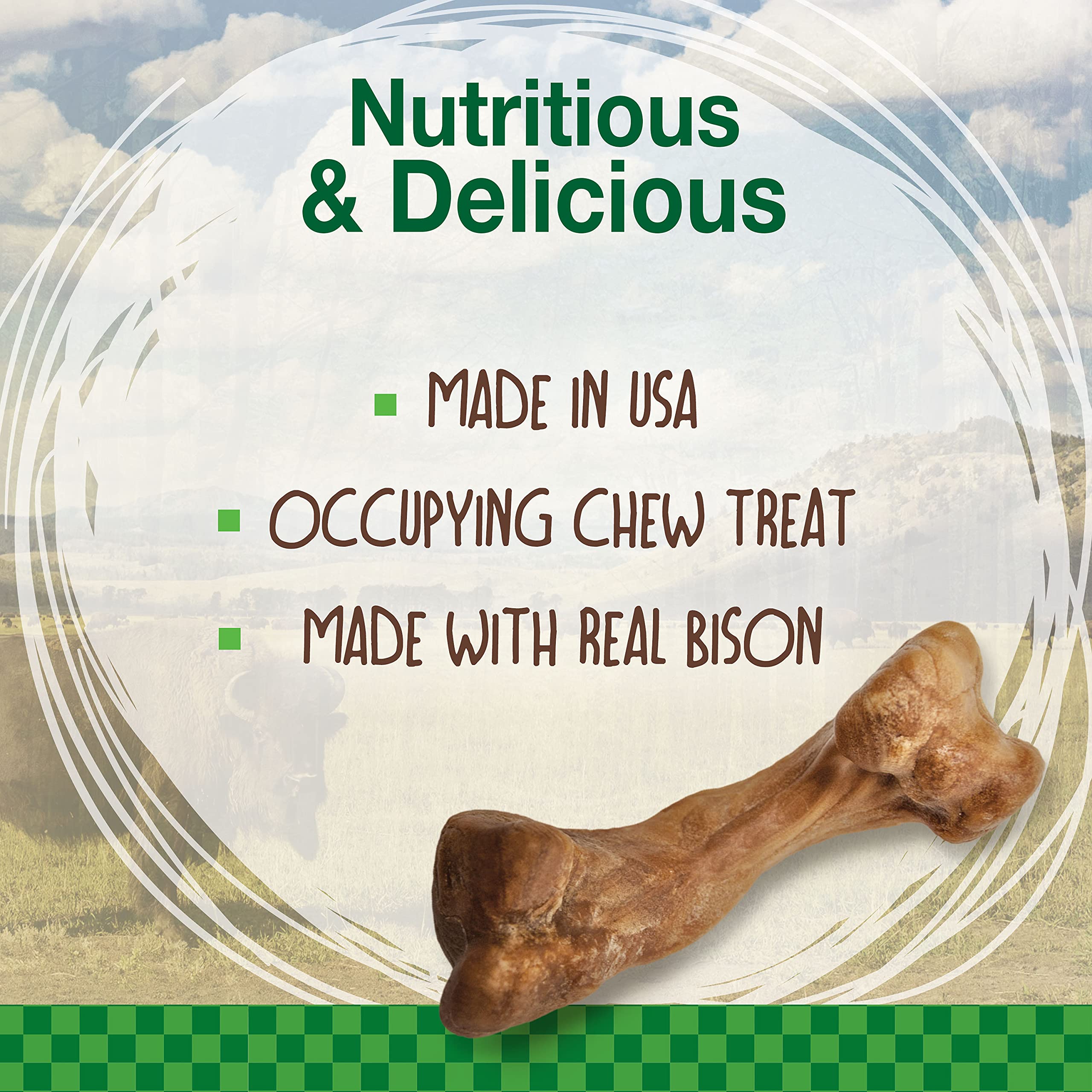 Nylabone 3 Pack of Healthy Edibles Wild Bison Flavor Dog Chew Treats, Medium, 2 Bones Each