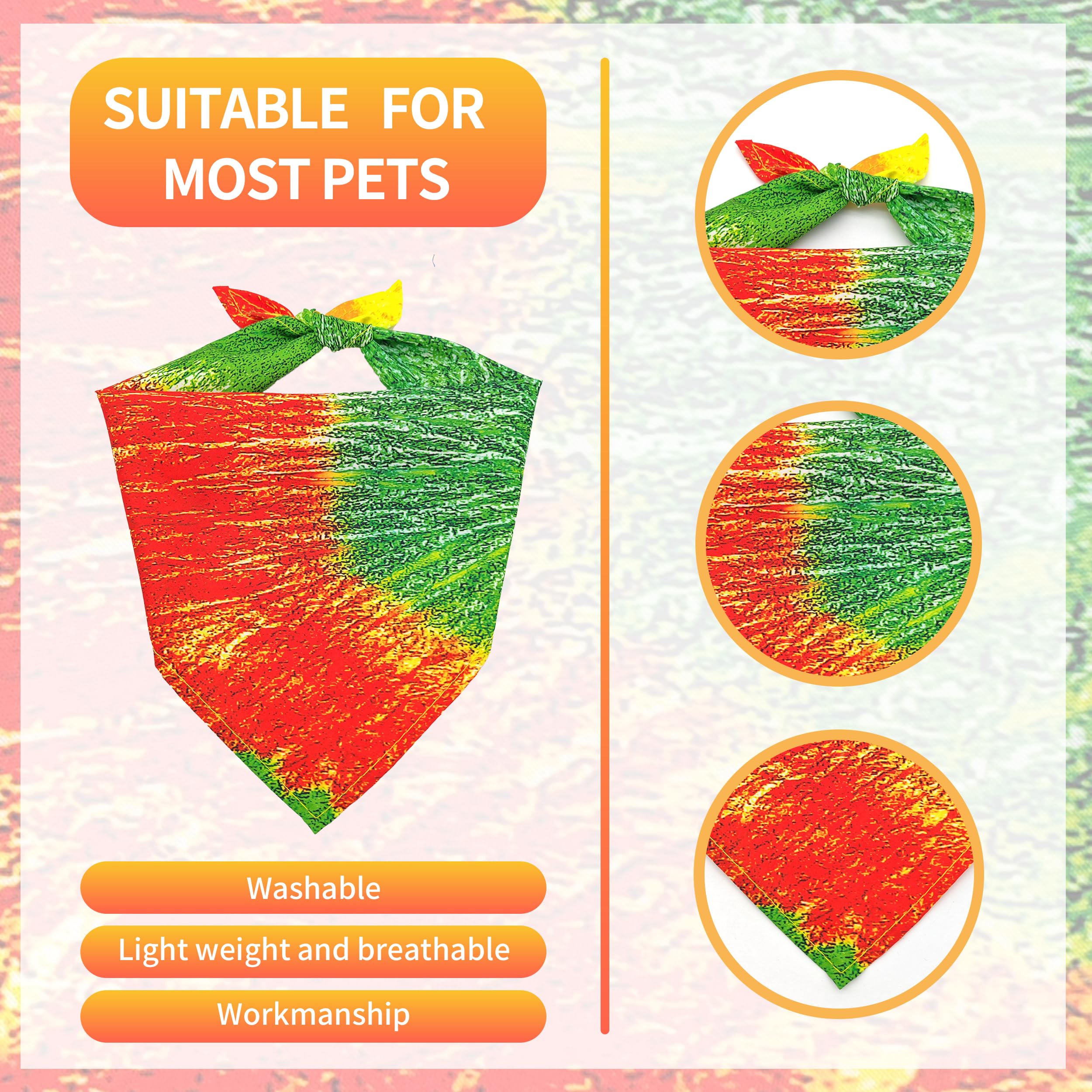 JpGdn 10PCS Dog Bandanas Tie Dye for Large XL Breed Dog Big Bandanas Pack Kerchief Washable Triangle Bibs Head Scarves Scarfs fo
