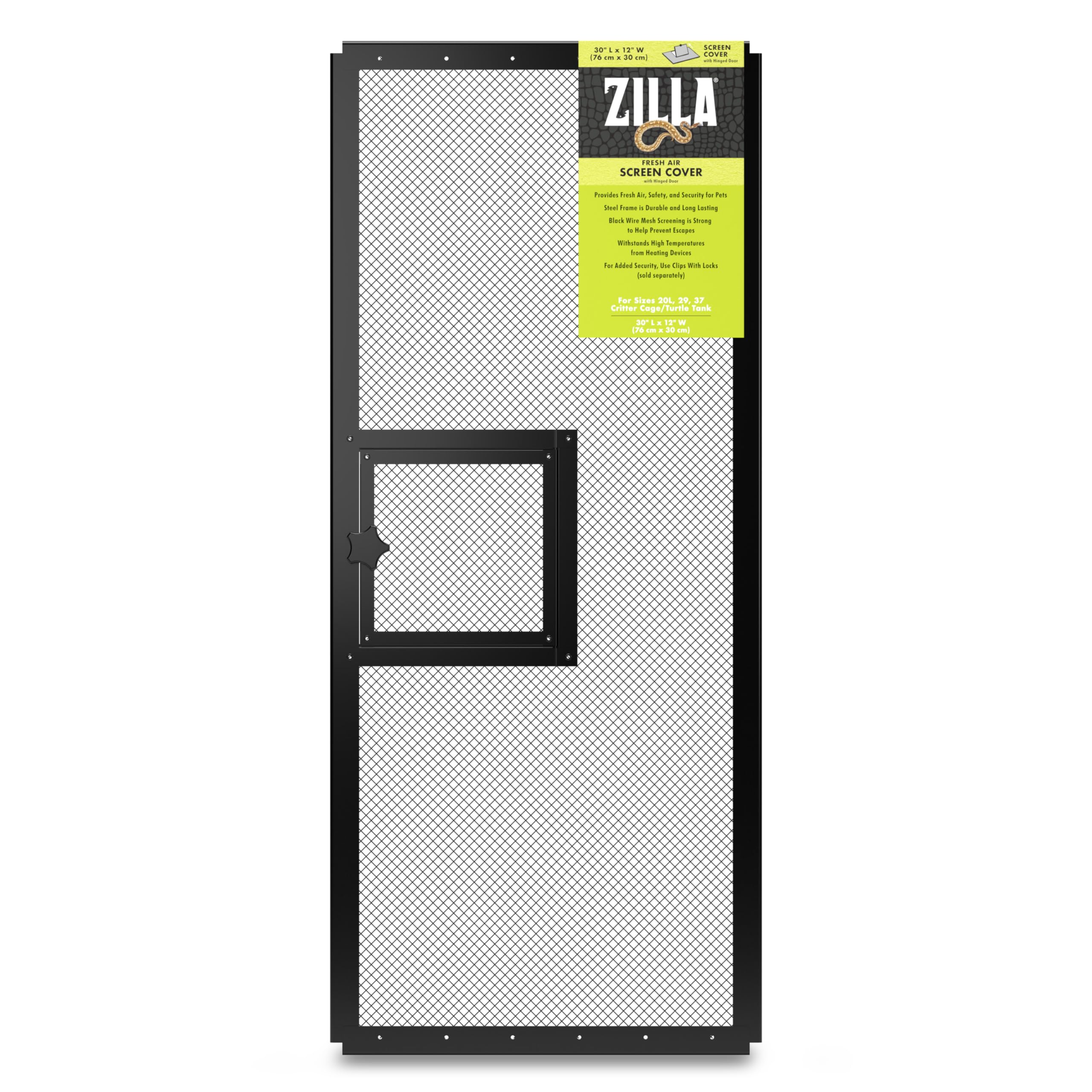 Zilla Pet Reptile Terrarium Fresh Air Screen Cover With Hinged Door 30' X 12'