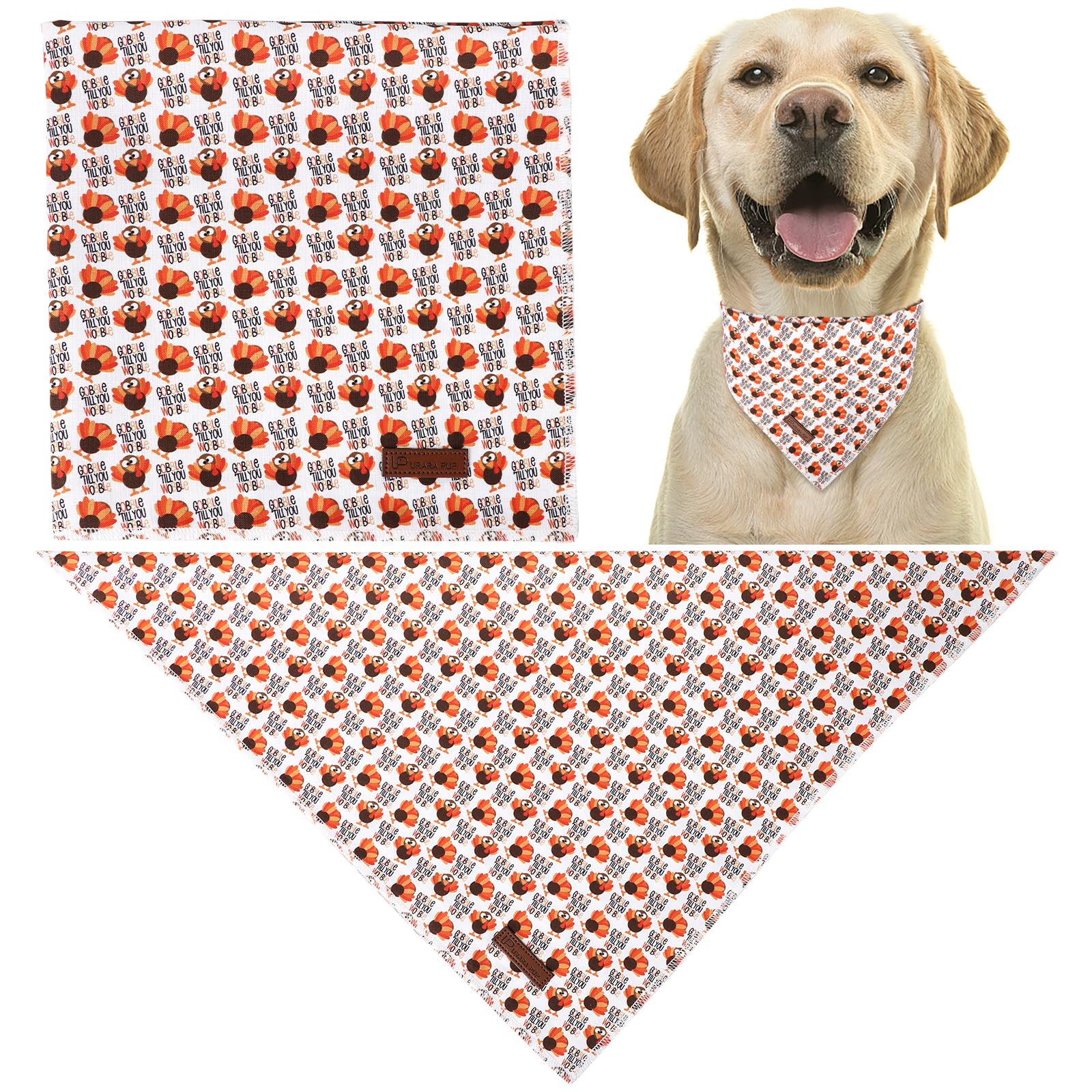 Up Urara Pup Thanksgiving Dog Bandana, Triangle Bid Scarf With Turkey Pattern, Cotton Pet Kerchief For Girl Boy Dogs Or Cats, Cu