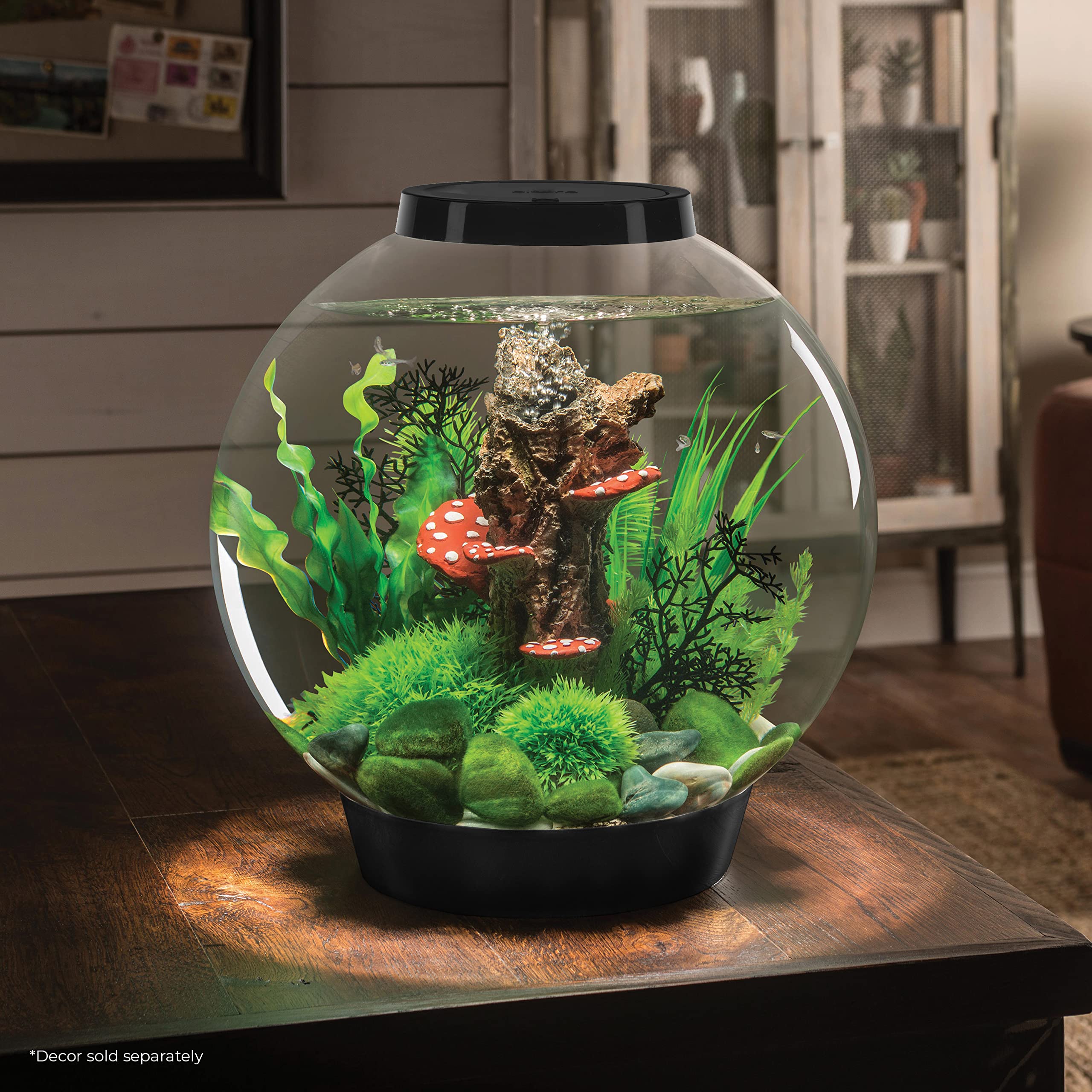 biOrb Classic 30 Acrylic 8-Gallon Aquarium with White LED Lights Modern Tank for Tabletop Display, Black