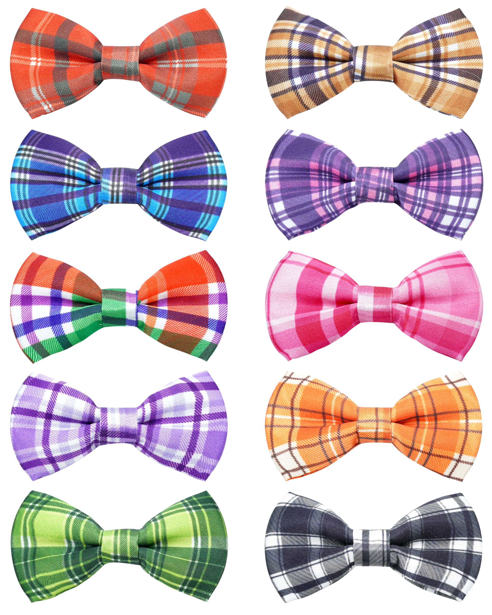 Pet Show 10 Pack Plaid Big Dog Bow Ties For Large Medium Dogs Sliding Collar Attachments Classic Bowties Rainbow Bowknots Christ