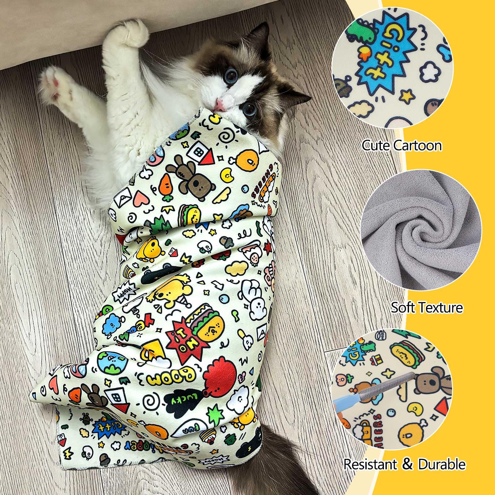 Lovelypaws Cat Grooming Wrap, Anti-Scratch & Escape-Proof, Suitable For Nail Clipping, Ear Cleaning, Teeth Brushing, Multi-Purpo