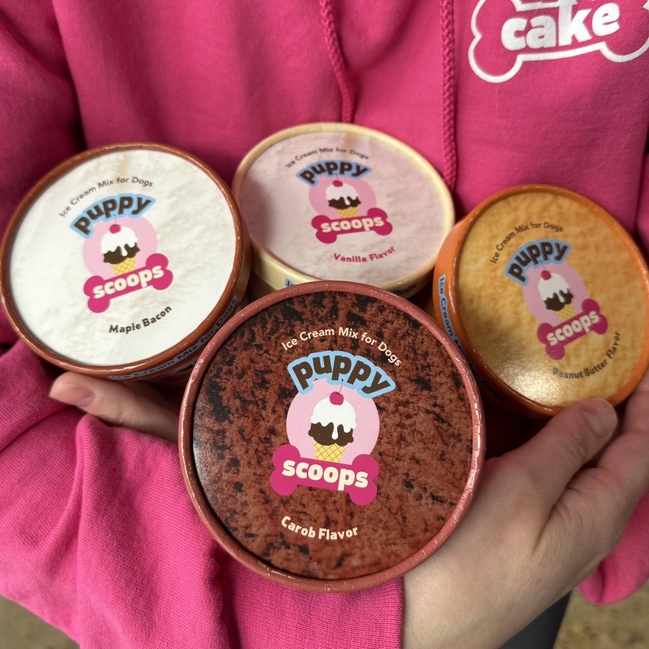 Puppy Scoops Dog Ice Cream Mix Variety Pack, 4 Flavors, 4.65 oz Each - Just Add Water and Freeze at Home, Powder Mix with Ice Cr