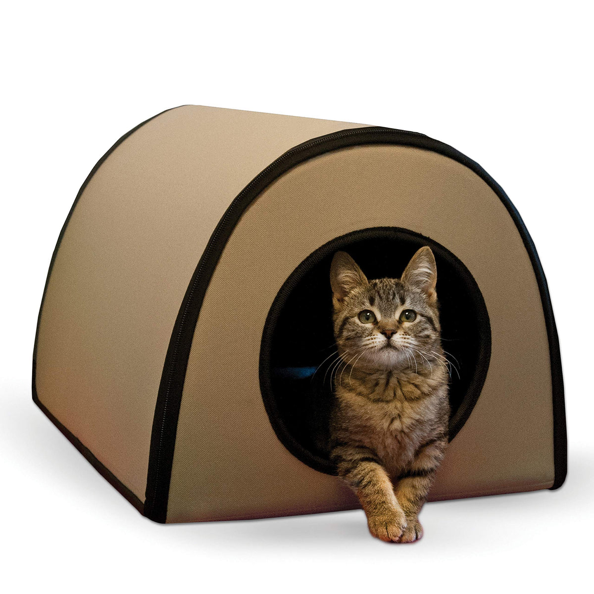 K&H Pet Products Thermo Mod Kitty Shelter Heated Outdoor Cat House For Outside Pets In Winter, Insulated, Waterproof, Heated Flo