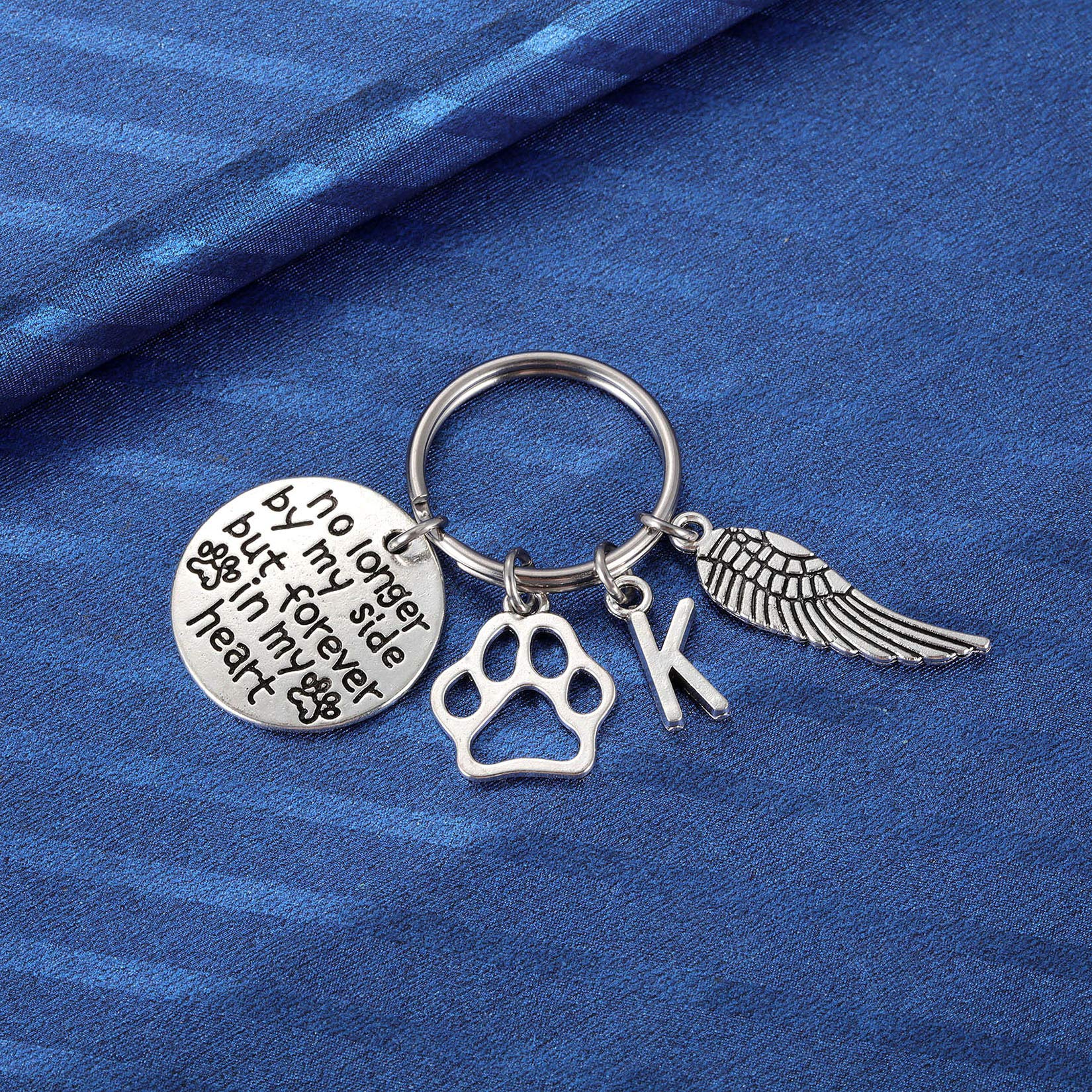 Dog And Cat Memorial Keychain Initial K Paw Prints Sympathy Keyring For Pet Loss Remembrance Gift For A Grieving Pet Owner Little Keepsake For Doggy Puppy Kitty