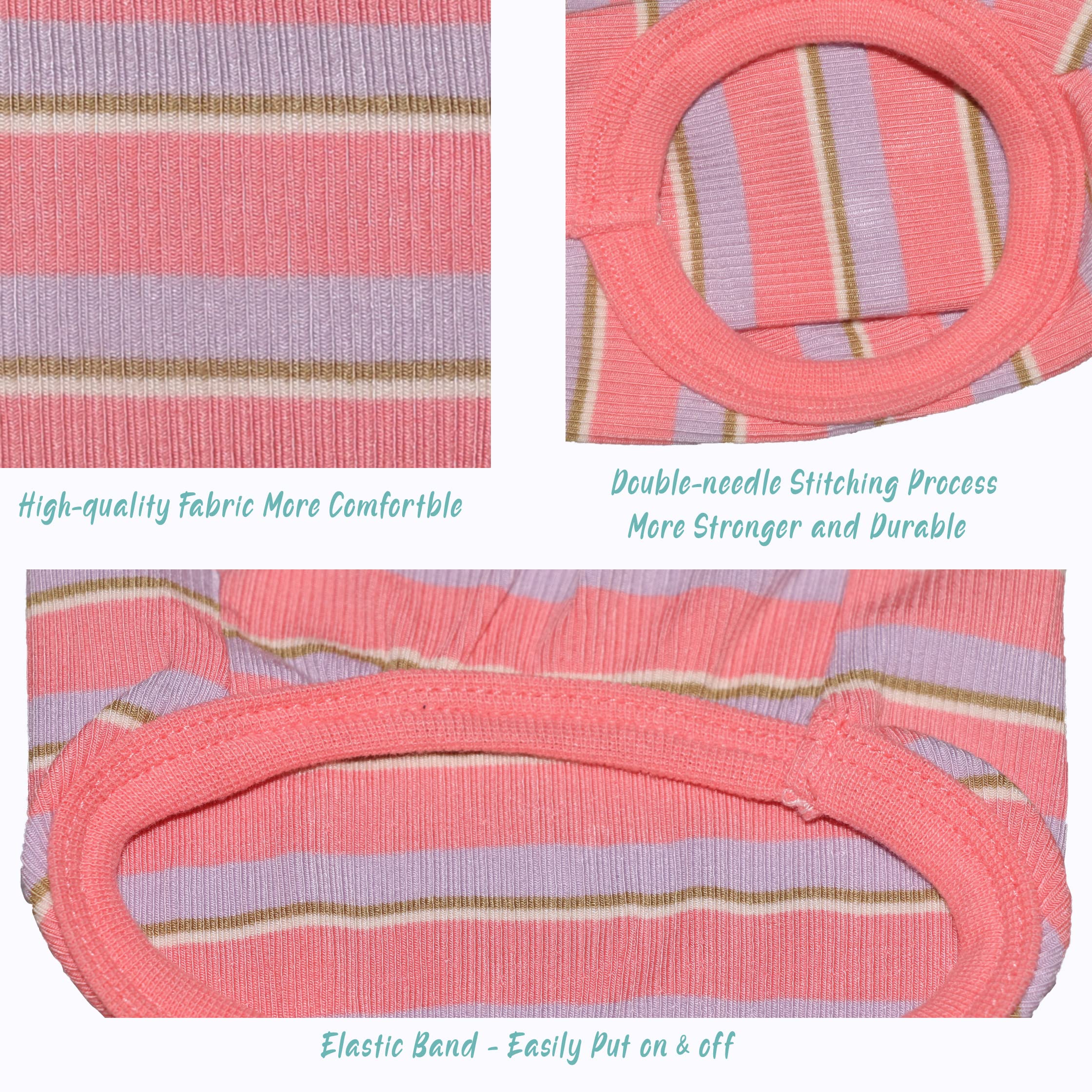 Szat Pro Striped Teacup Pet Dog T-Shirts, 100% Cotton Tank Vest For Small Dogs And Cats, Sleeveless Puppy Clothes For Chihuahua