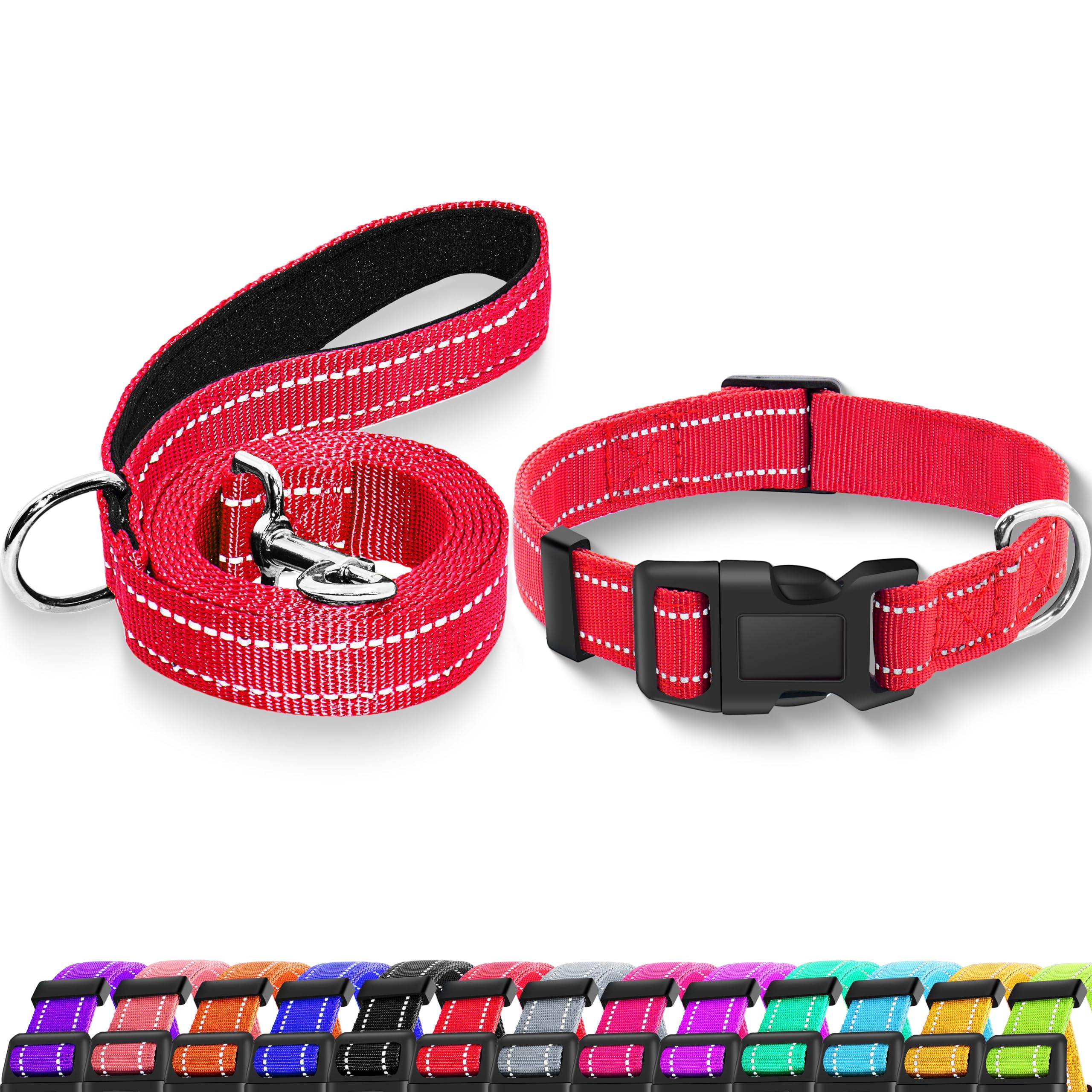 Maiiu Reflective Dog Collar With Safety Locking Buckle, Adjustable Soft Breathable Nylon Collars For Small, Medium And Large Dog