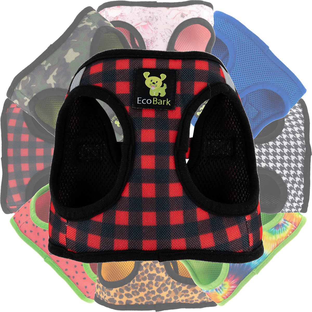 Ecobark Step In Dog Harness - Eco-Friendly Teacup Dog Harnesses For Xxs, Xs, And Small Dogs - Reflective And Adjustable Mini Body Halter Vest -Tiny Soft Mesh Toy Breed Harness (Xxxs, Plaid)