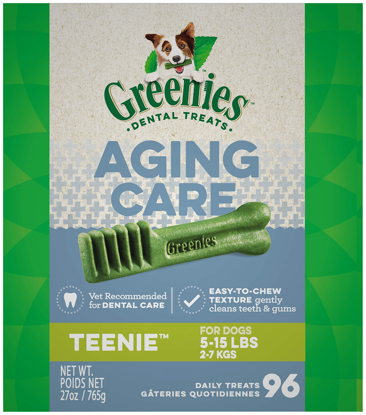 Greenies Aging Care Teenie Natural Dental Care Dog Treats, 27 Oz. Pack (96 Treats)