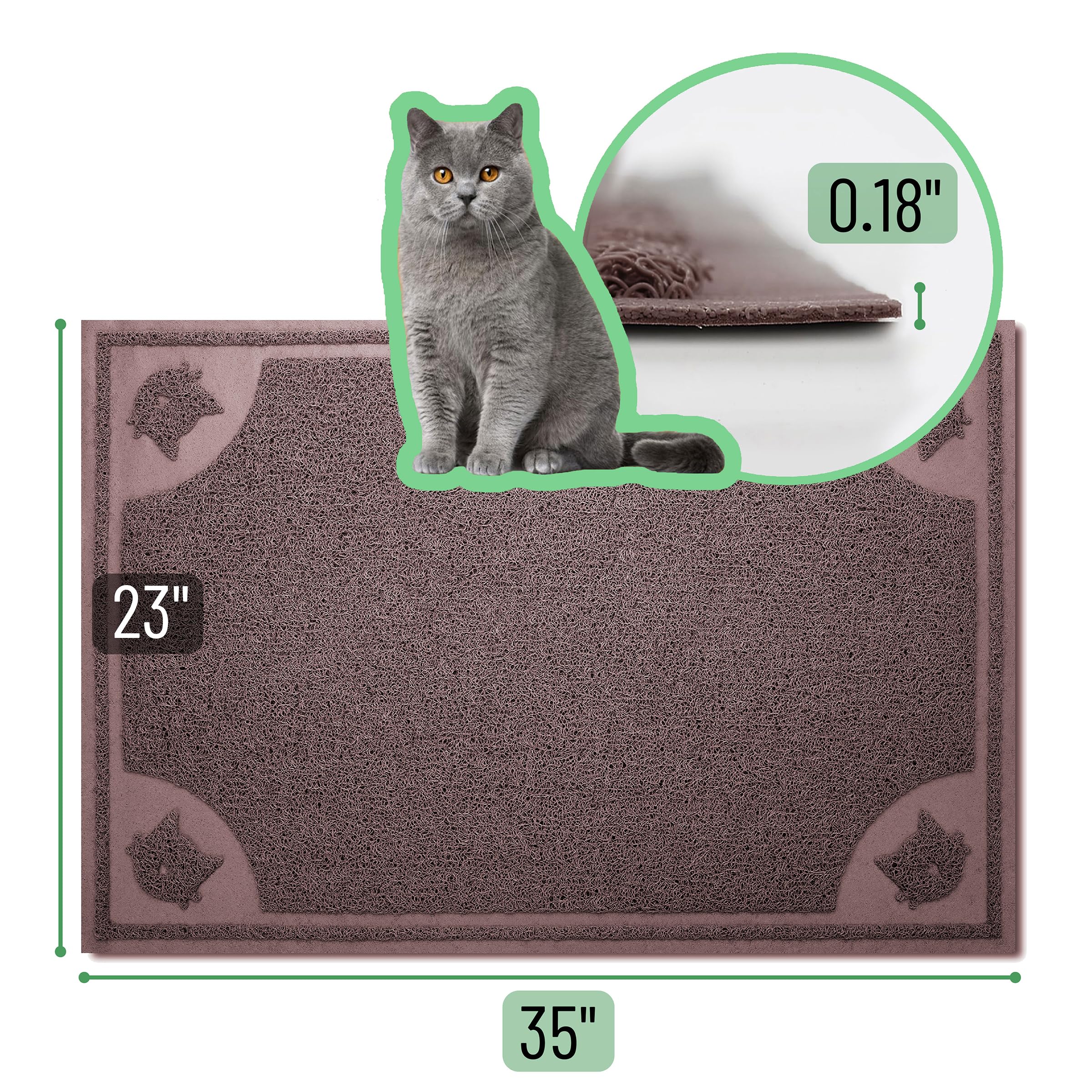 Mr. Pen- Large Cat Litter Mat, 23   x 35   , Brown Cat Litter Box Mat, Cat Litter Mat Litter Trapping Mat, Cat Mats for Litter L