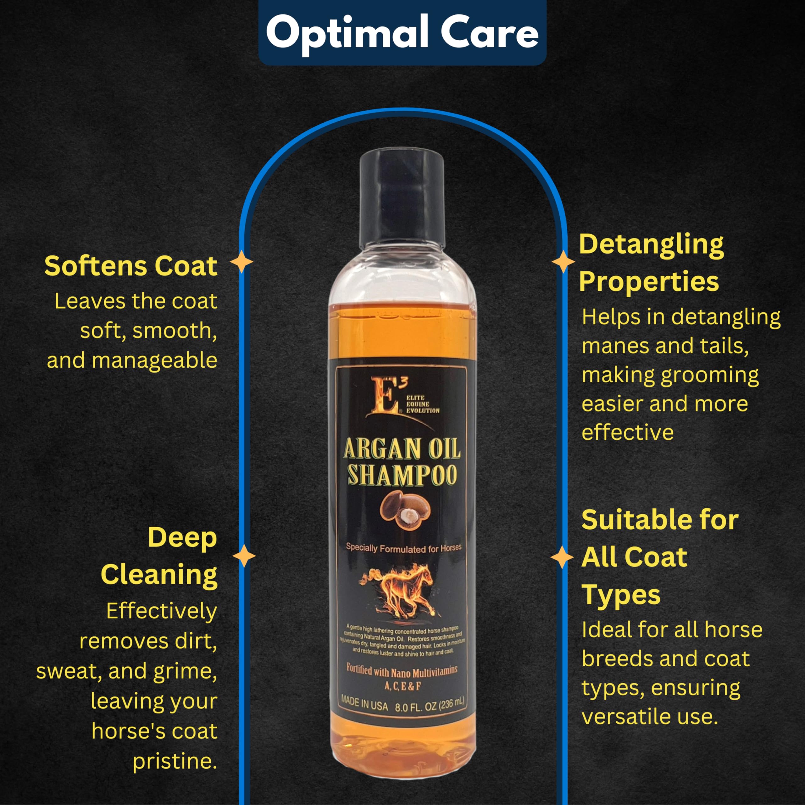 E3 Argan Oil Shampoo - Moisturizing Pet Shampoo, Hair Shampoo Argan Oil, Hair Shine, Shampoo De Caballo, Gentle Formula, Good Fo