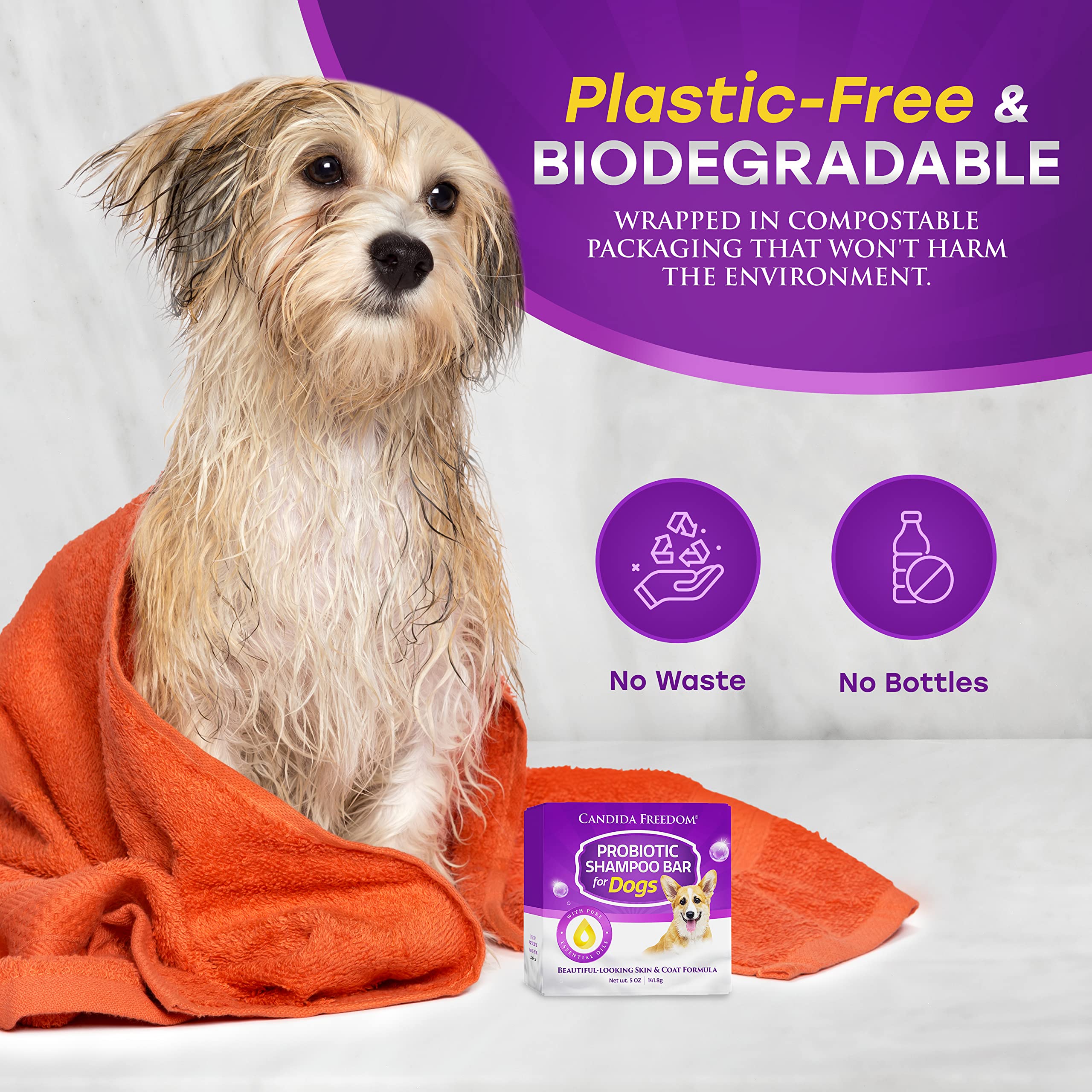 Masseys Natural Dog Shampoo Bar With Probiotics And Essential Oils, Ease Itchiness - Cedar Forest And Patchouli Scent - Full 5 O