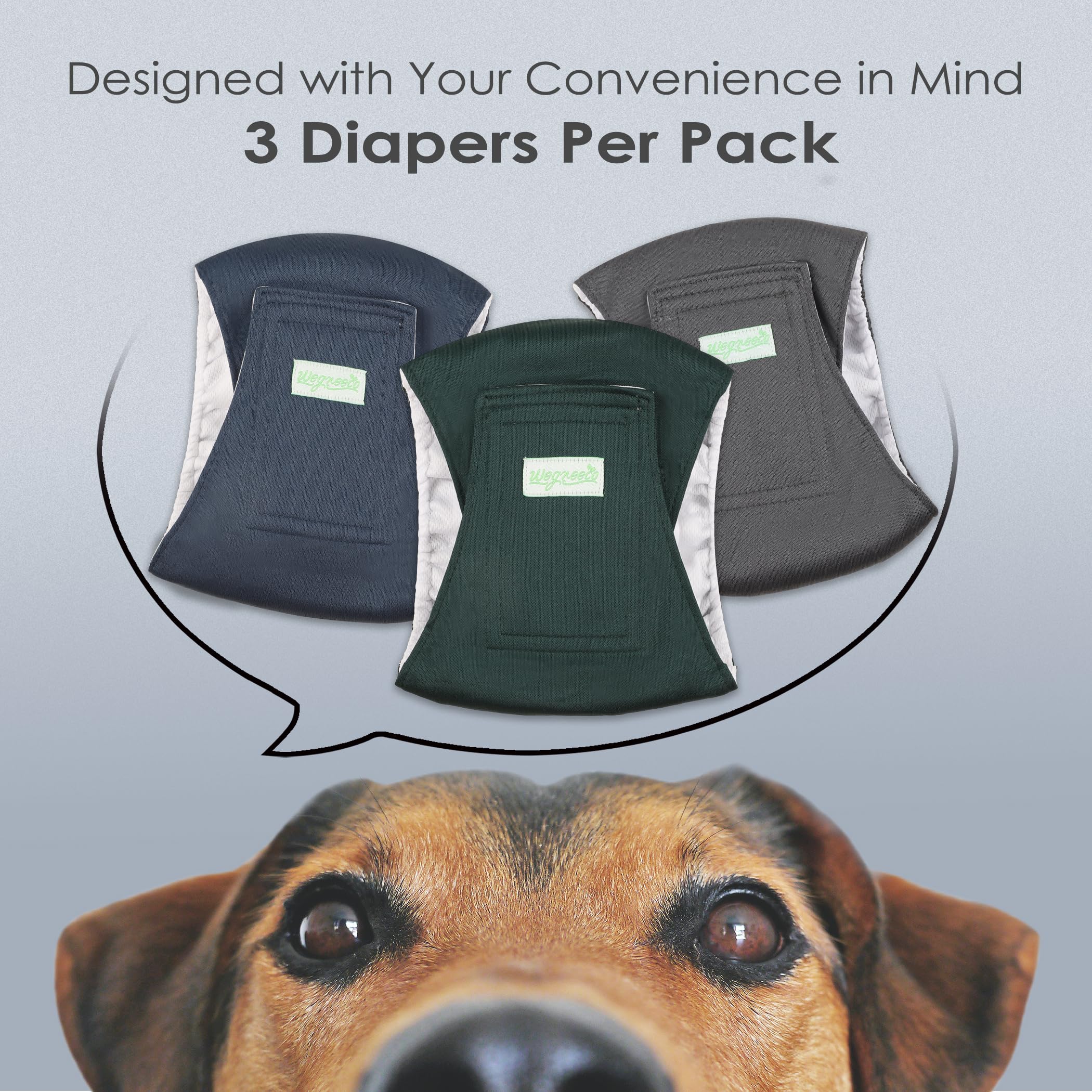 Wegreeco Washable Male Dog Belly Band (Stylish Pattern)- Pack Of 3 - Washable Male Dog Belly Wrap, Dog Diapers Male (Blue, Green, Charcoal, X-Large)