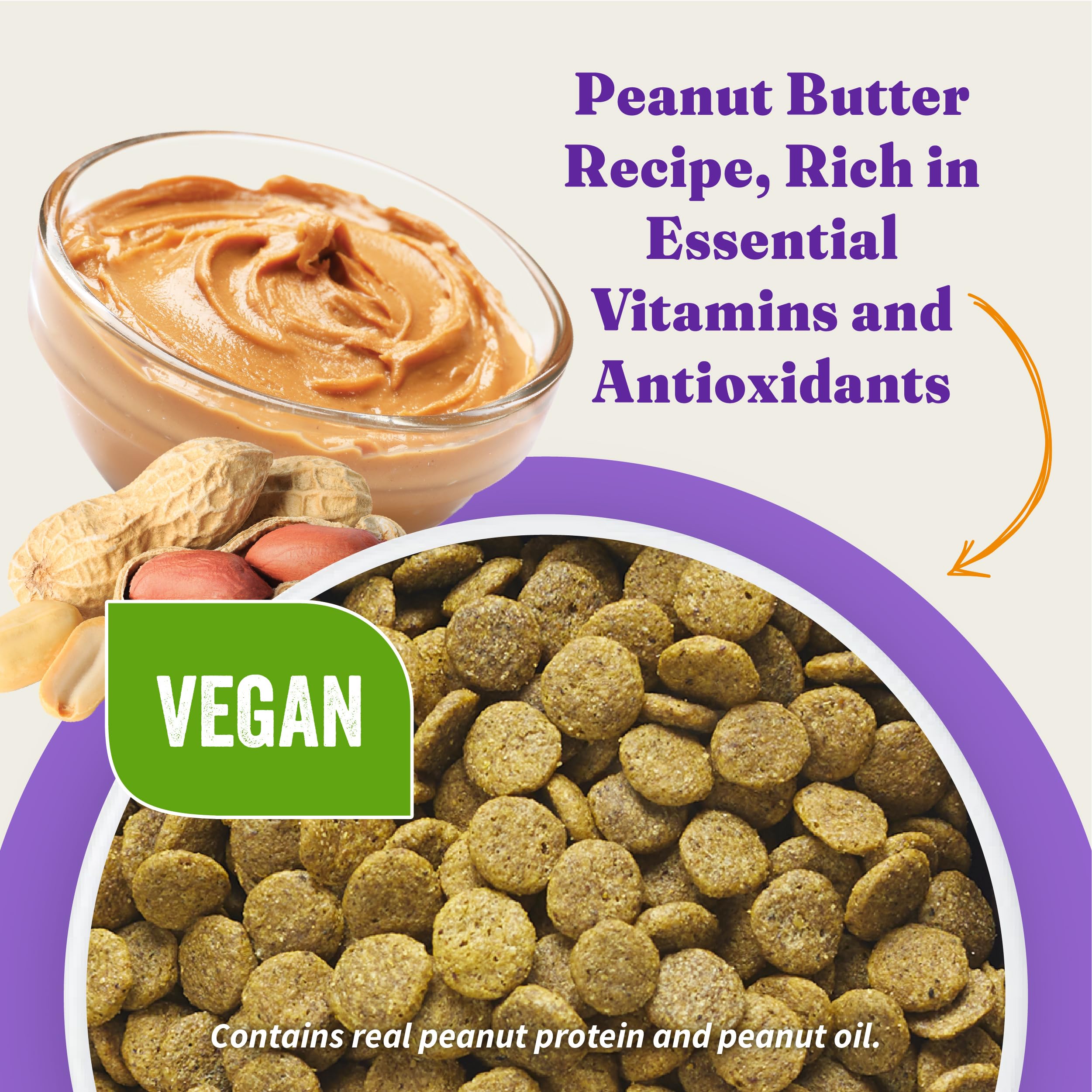 Halo Holistic Vegan Dog Food, Plant-Based Peanut Butter Recipe, Dry Dog Food, Complete Digestive Health, Kibble for Adult Dogs,