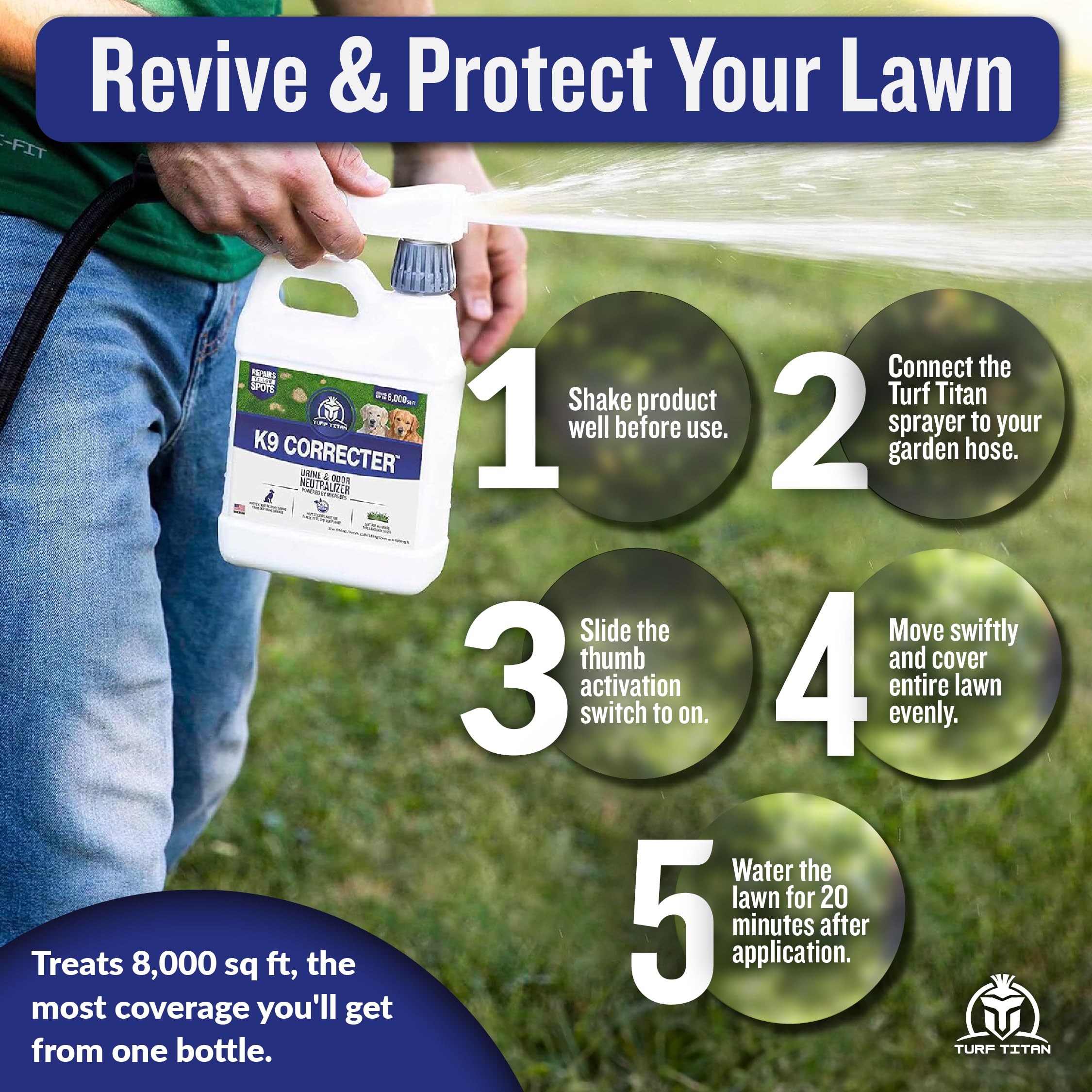 Turf Titan K9 Correcter Dog Urine Neutralizer for Lawn, 1 Gallon ? Revive Lawn & Repair Urine Stains
