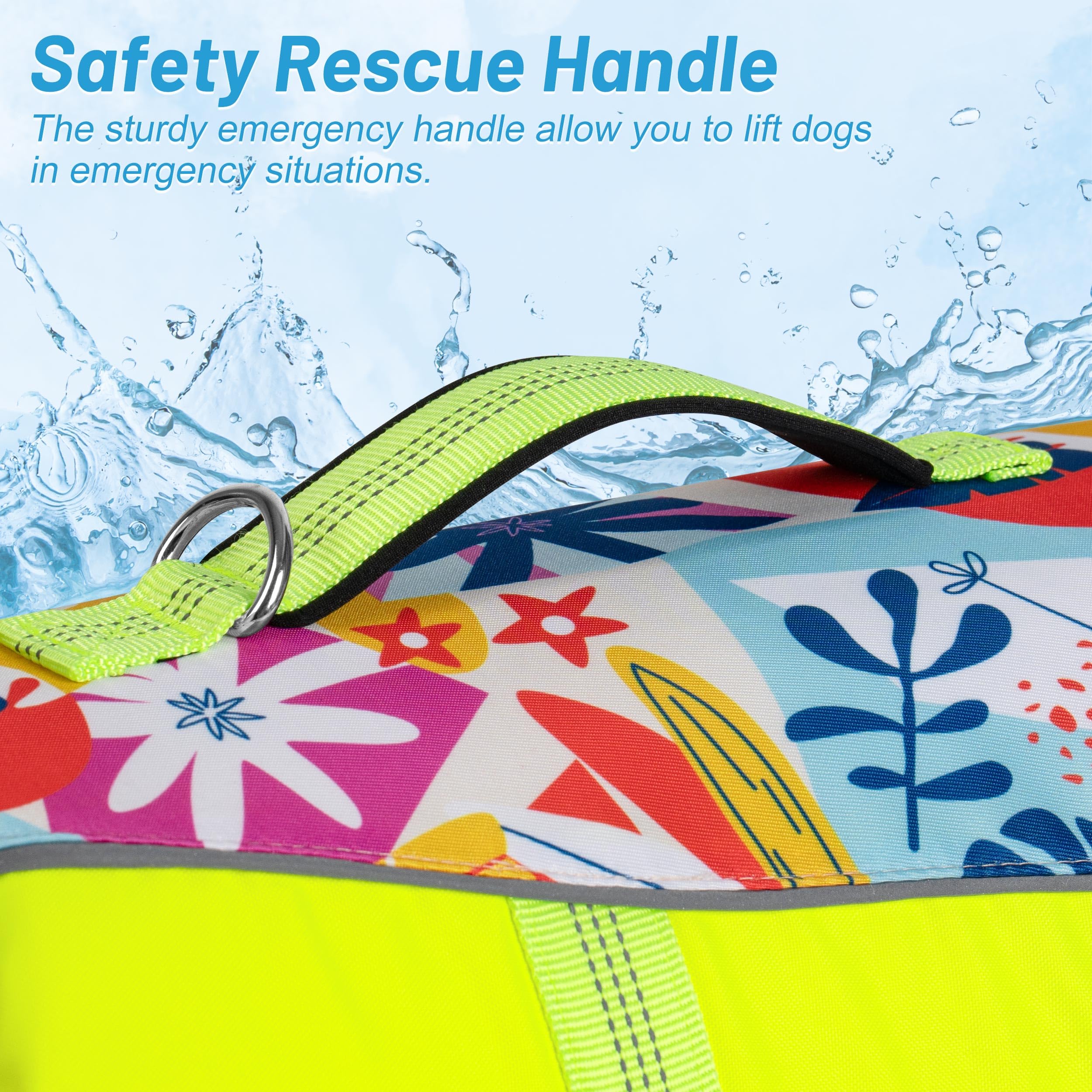 Cyeollo Dog Life Jacket Reflective Printed Dog Life Vest For Swimming Boating, High Buoyancy Pet Safety Vest Lightweight Small M