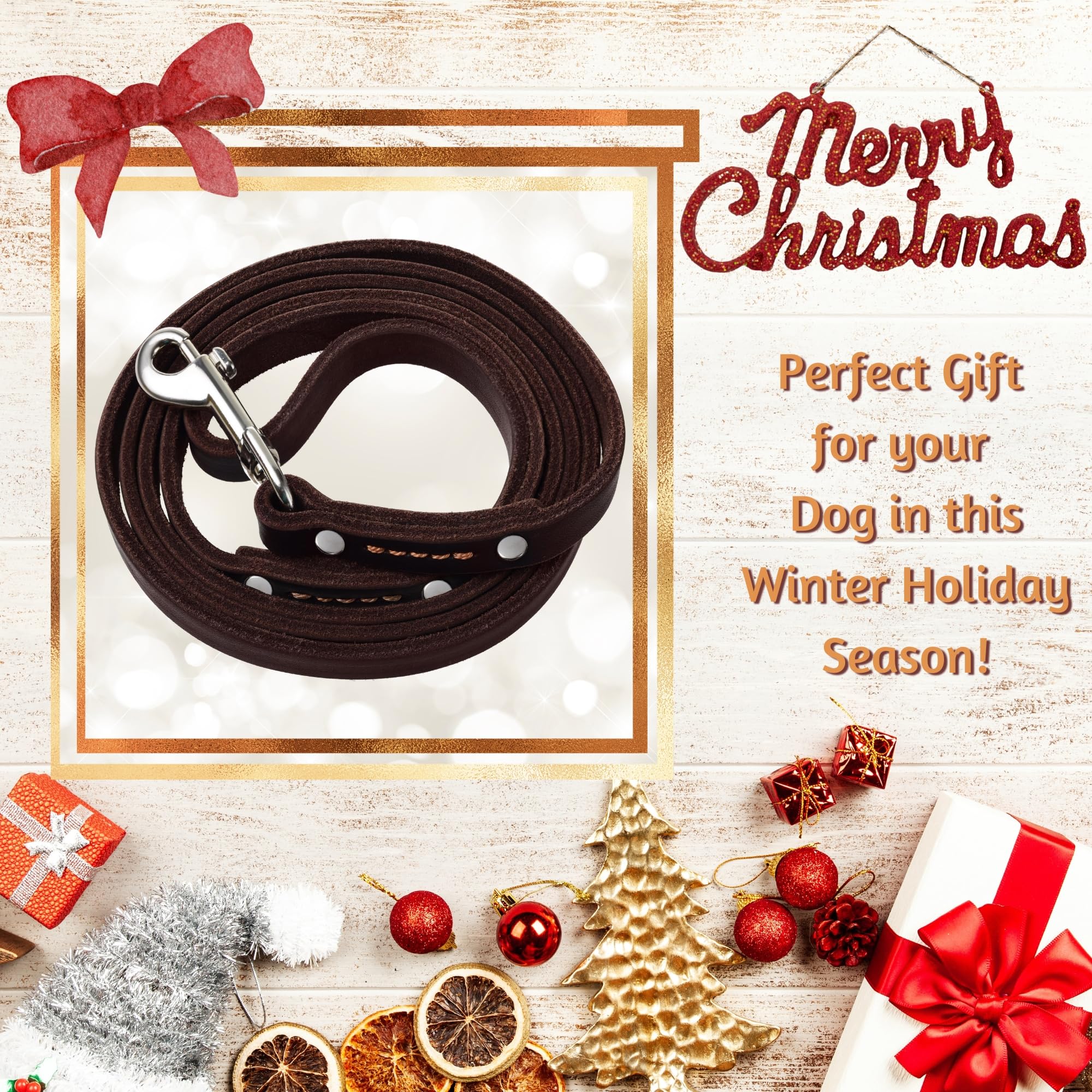 Adityna - Premium Leather Dog Leash - 6 Ft, Heavy-Duty, Soft & Strong For Small/Medium Dogs - Perfect For Walking, Training, Hik