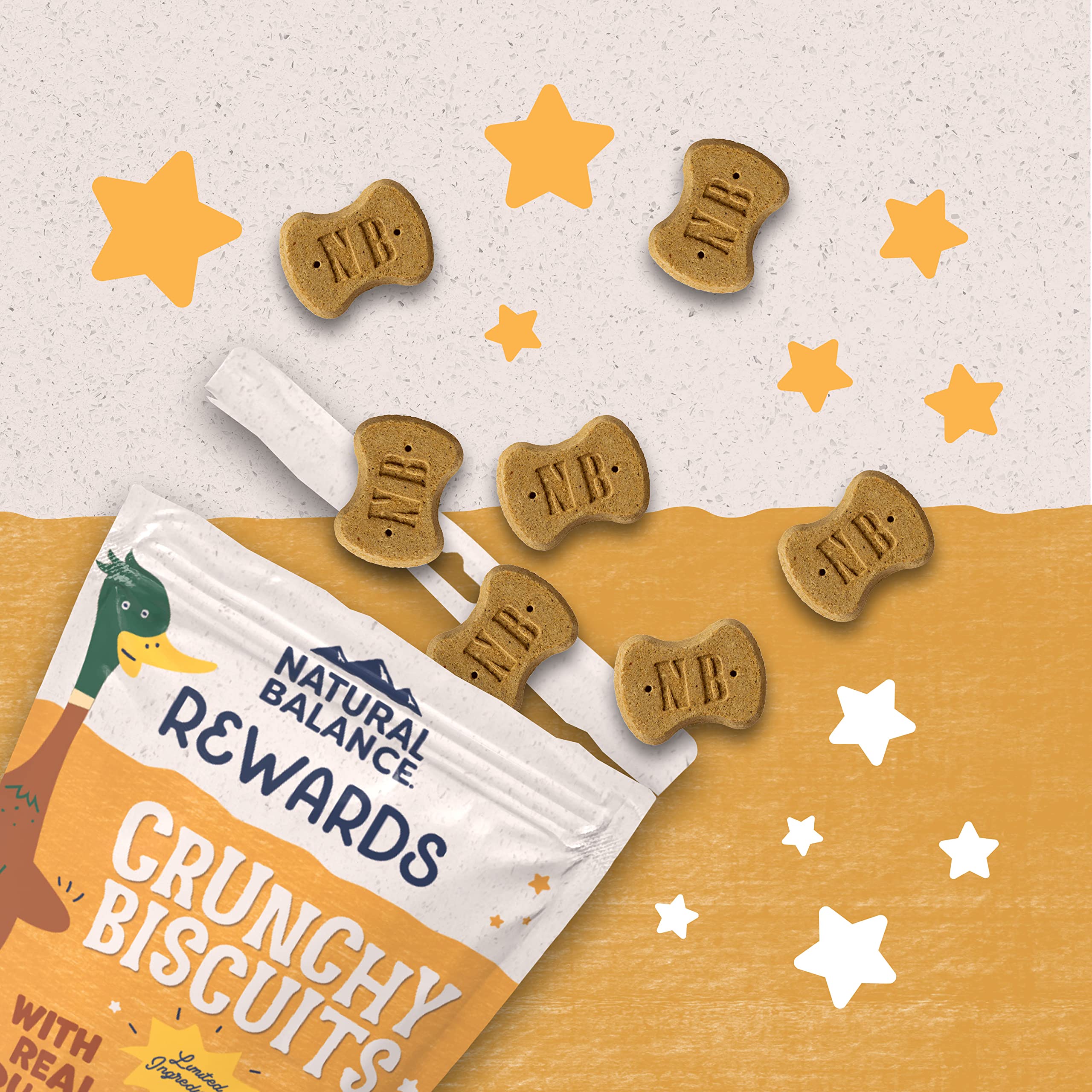 Natural Balance Limited Ingredient Rewards Crunchy Biscuits, Grain-Free Dog Treats for Adult Dogs of All Breeds, Duck Recipe, 28