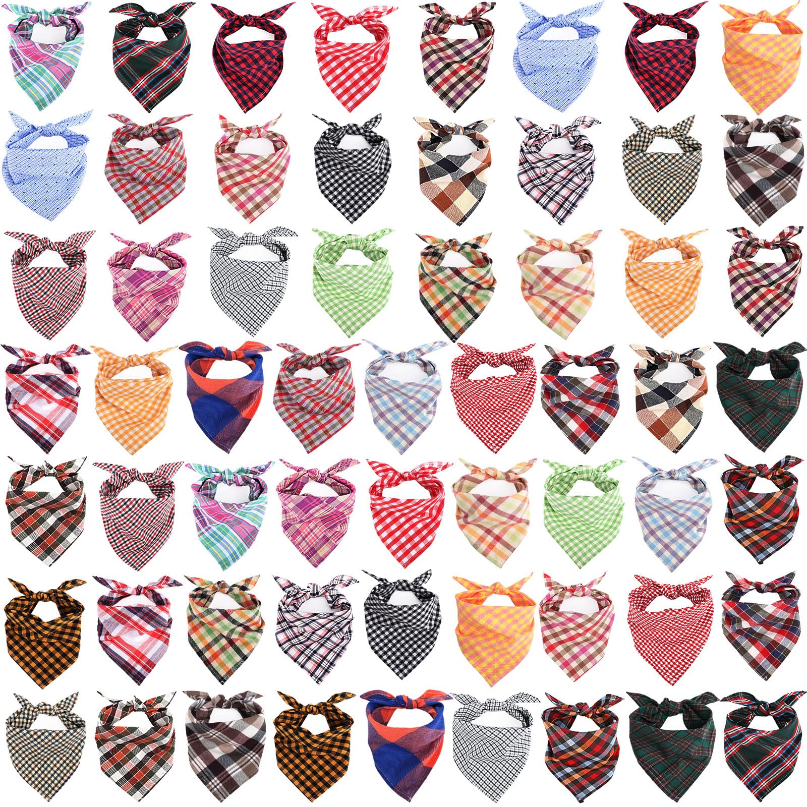 Segarty 60 Pack Triangle Pets Kerchief, 22.8X15.7 Pet Scarf Washable Plaid Dog Bandanas Accessories Bulk For Small Medium Do