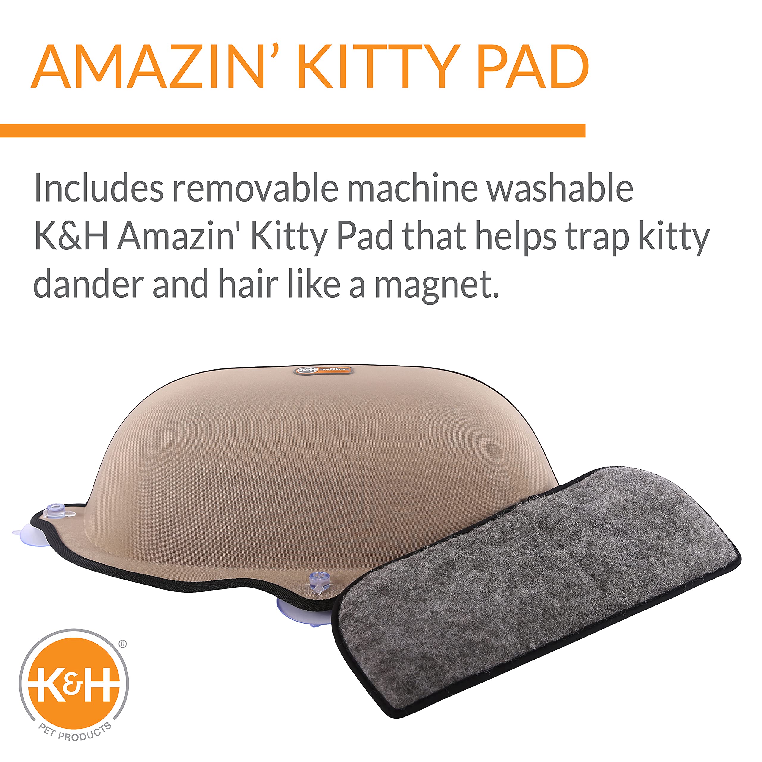 K&H Pet Products EZ Mount Cat Window Perch Bed, Sturdy Cat Window Hammock with Strong Suction Cups, Tool-Free Assembly, Washable