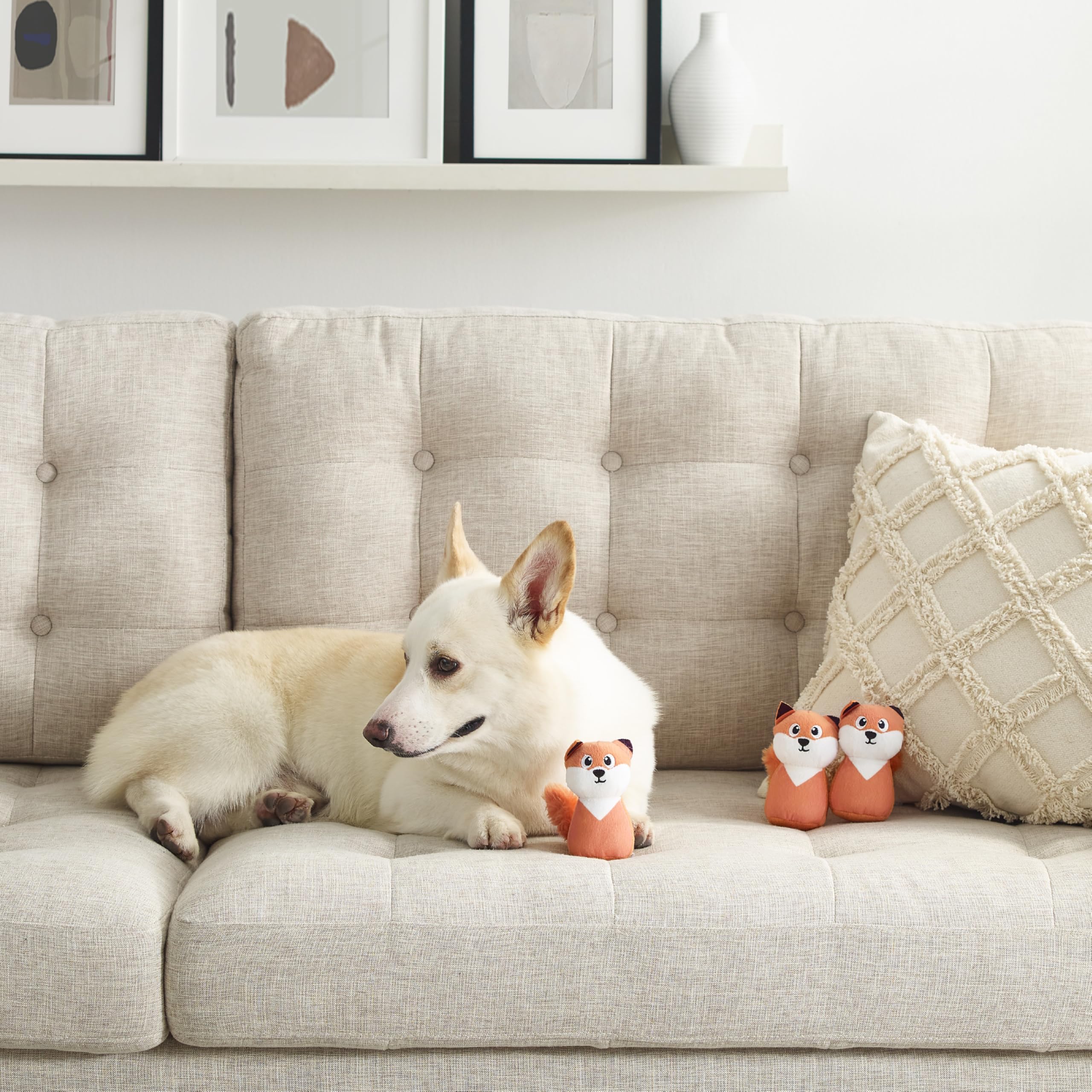 Outward Hound Fox Hide A Puzzle Plush Dog Toys - Replacement 3 Pack - Polyester
