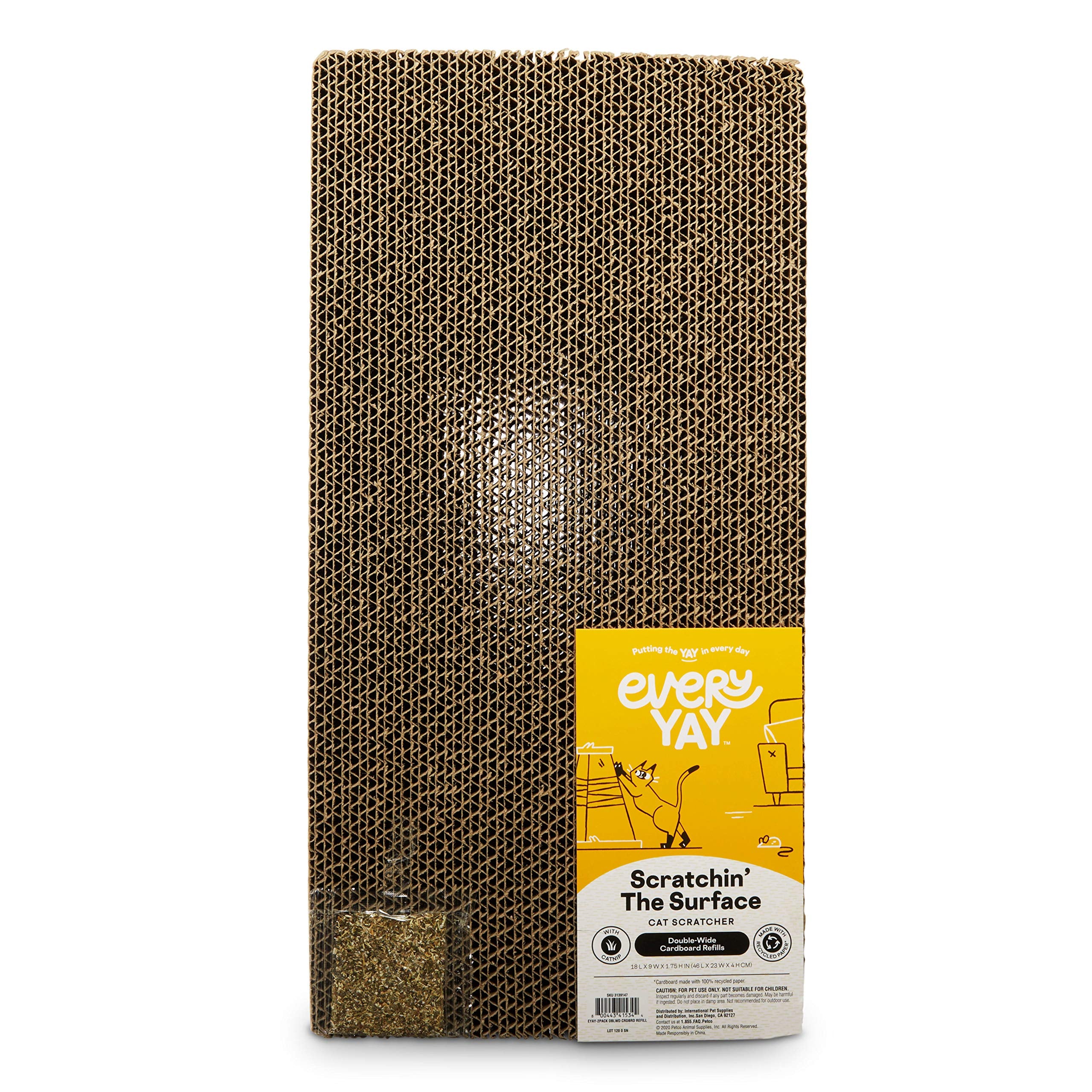 Everyyay Scratchin' The Surface Double-Wide Cardboard Refills For Cat Scratchers, 18' L X 9' W X 1.75' H, Pack Of 2