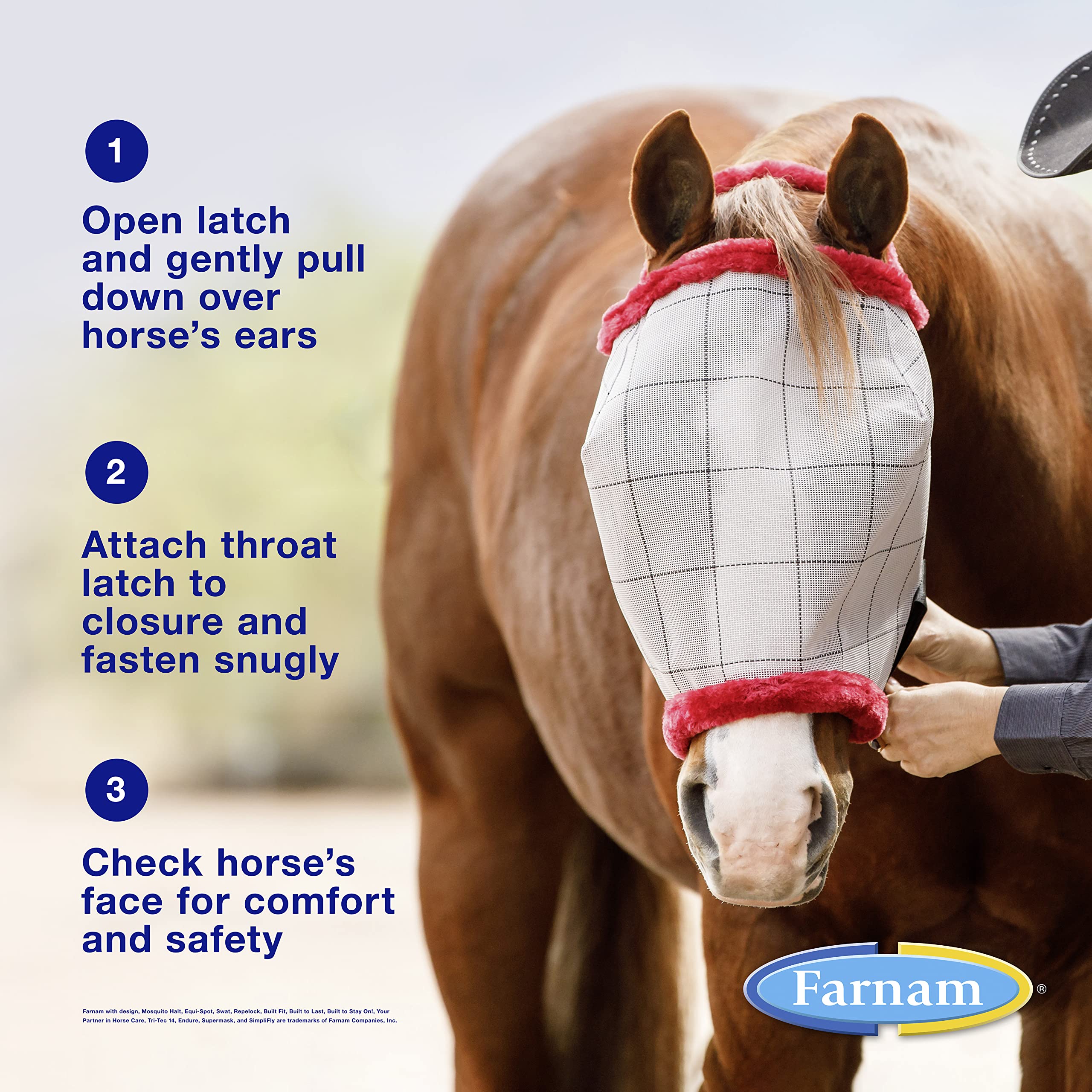 Farnam SuperMask II Fly Mask Without Ears for Foals, Full Face Coverage and Eye Protection from Insect Pests, Structured Classic
