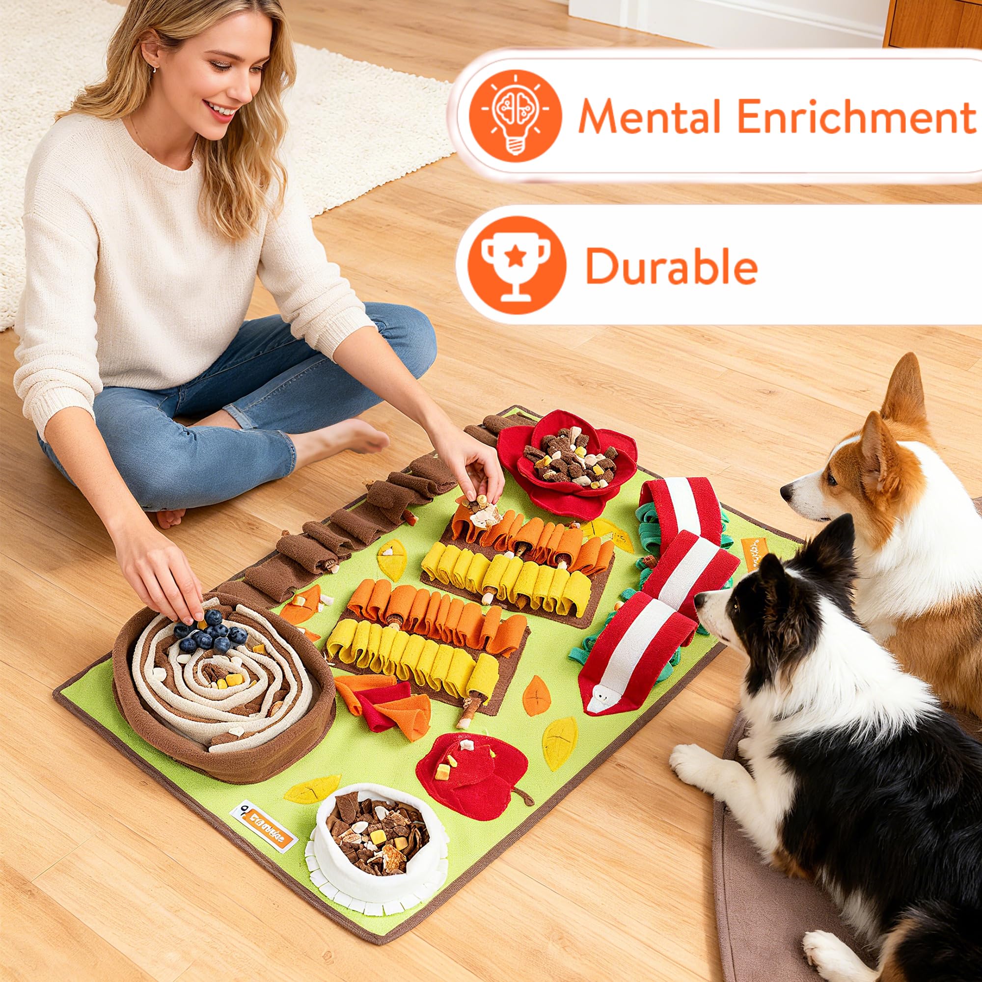 Pettain Snuffle Mat for Dogs - Interactive Dog Puzzle Toy for Mental Stimulation & Enrichment 32x20 Small & Large Breeds, Washab