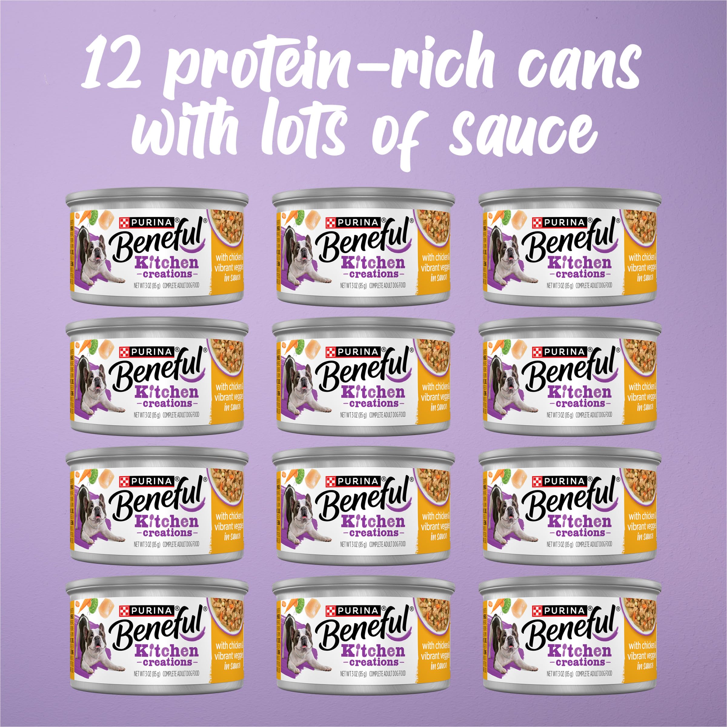 Purina Beneful Wet Dog Food, Medleys Romana Style With Chicken, Carrots, Pasta and Spinach in Sauce - (Pack of 12) 3 oz. Cans
