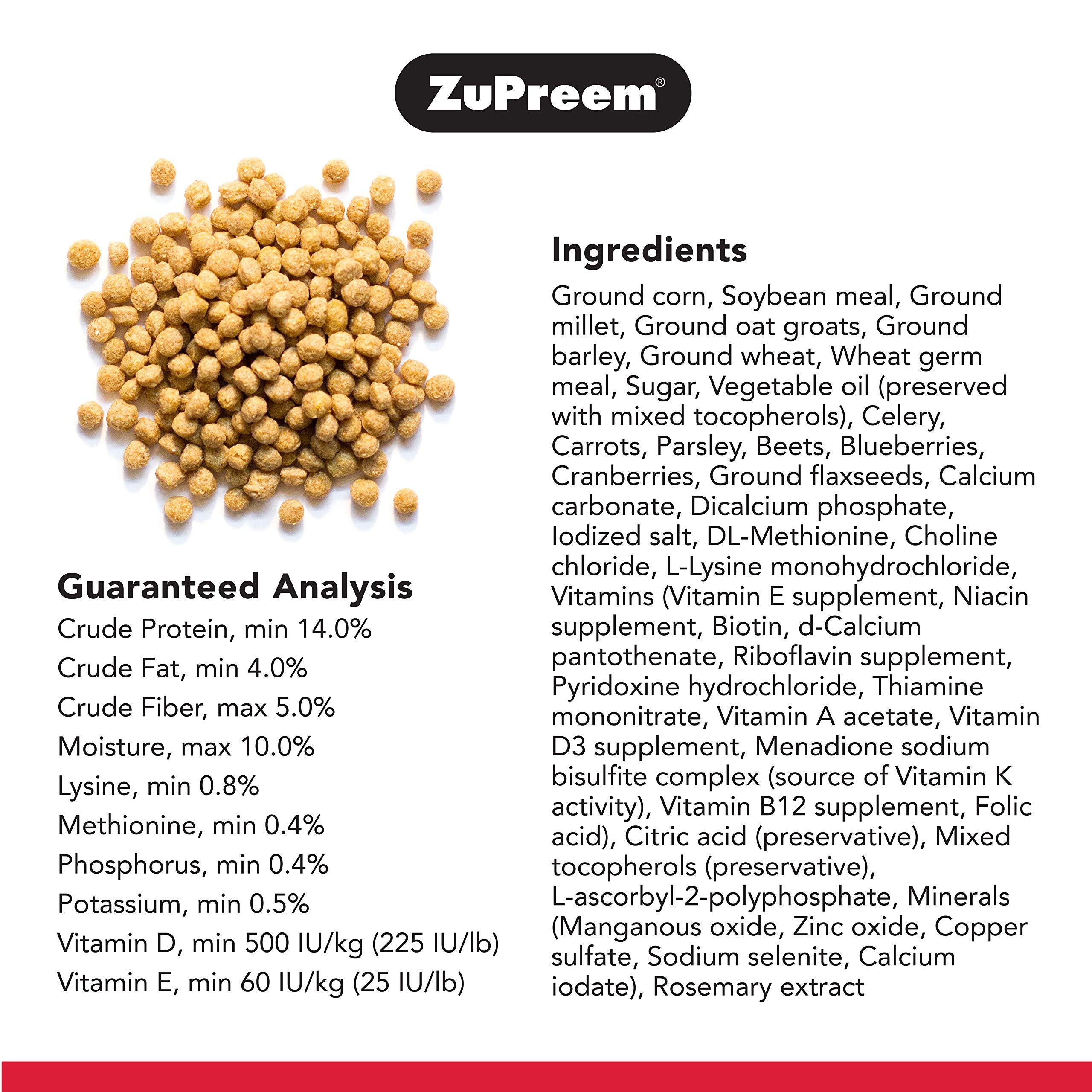 ZuPreem Natural Pellets Bird Food for Medium Birds, 2.5 lb (Pack of 1) - Daily Nutrition, Made in USA for Cockatiels, Quakers, L