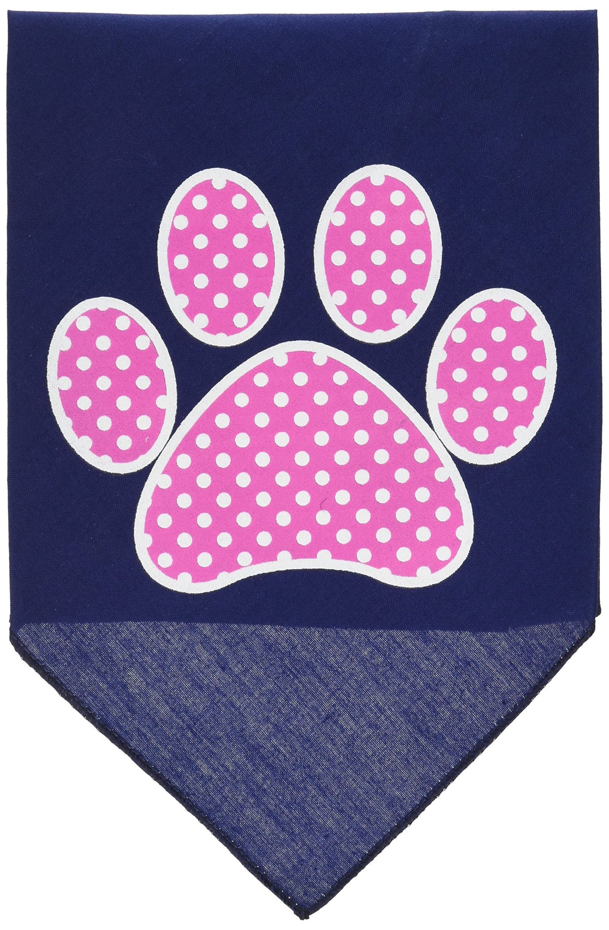Pet and Dog Bandana Screen Printed, &quot;Pink Swiss Dot Paw&quot; Navy Blue Large