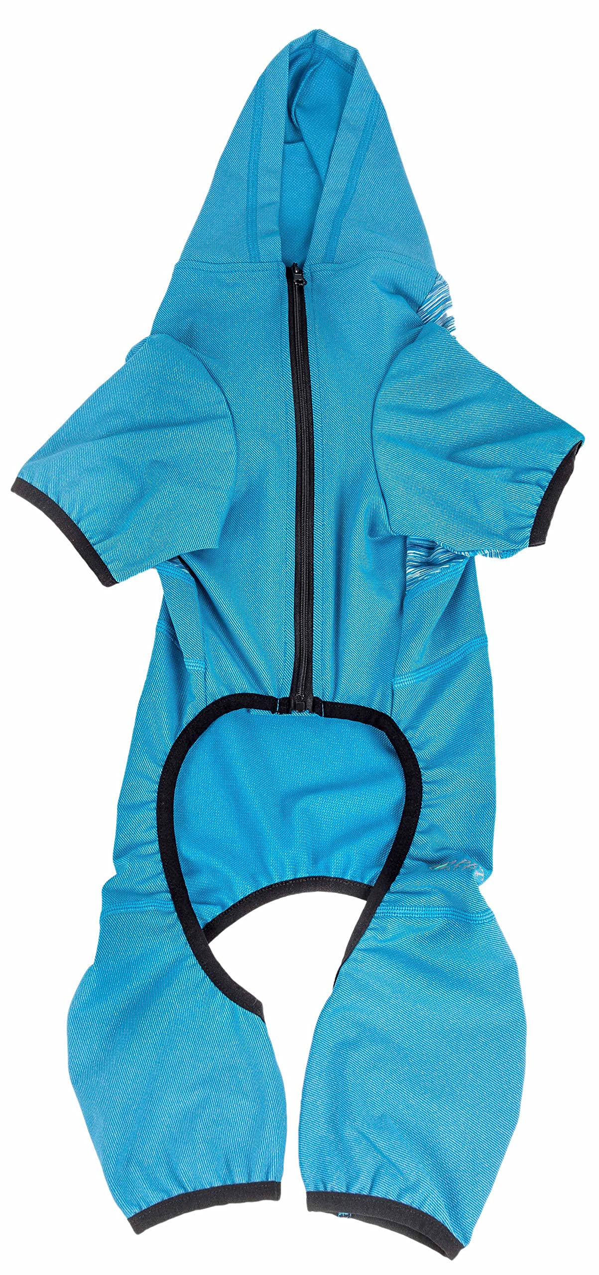 Pet Life A Active Pawsterity Heathered Performance 4-Way Stretch Two-Toned Full Bodied Hoodie, Large, Blue