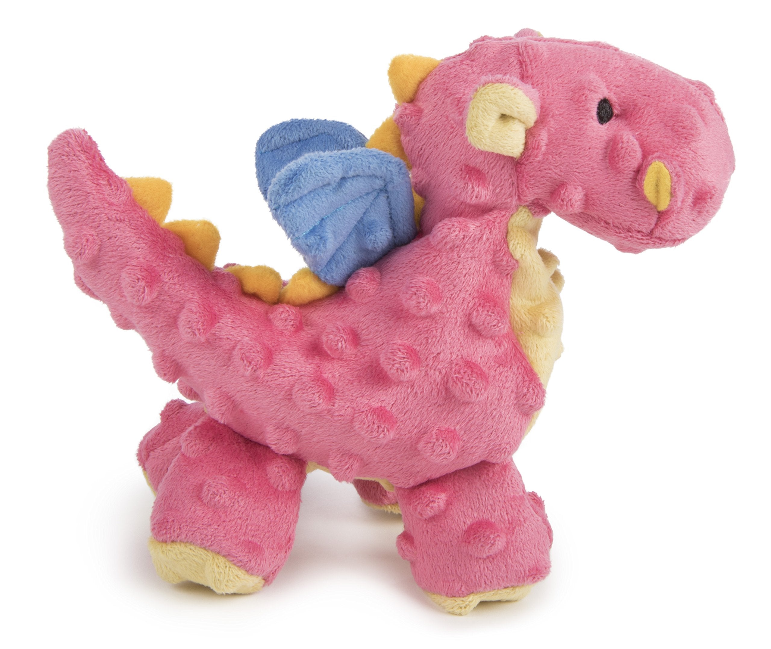 Godog Bubble Plush Dragons Squeaky Dog Toy, Chew Guard Technology - Coral, Small