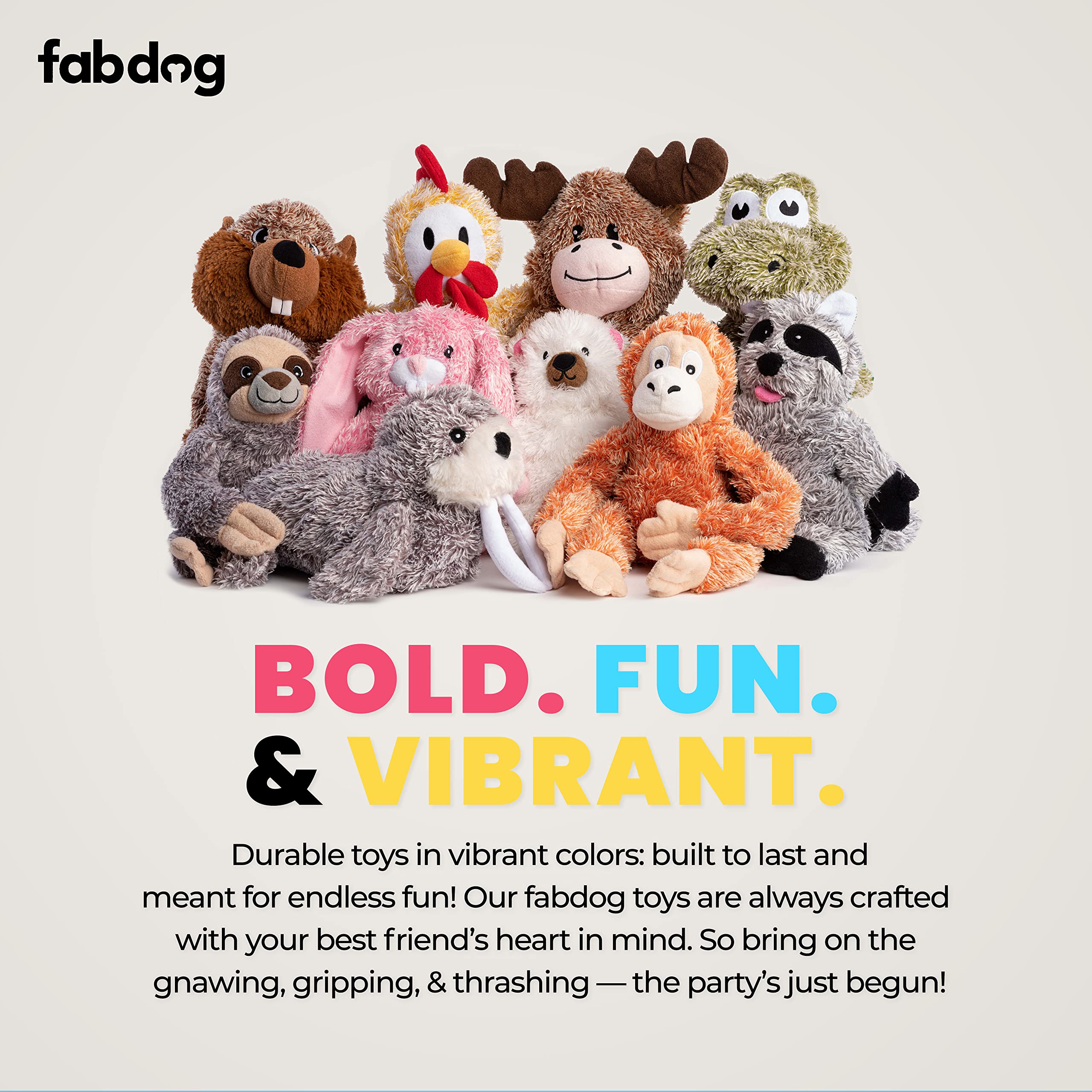Fabdog Fluffies Dog Toys - Squeaky Plush Dog Toy For All Breeds - Cute Animal-Themed Puppy Toys Make For Ideal Gift - Fun Nylon