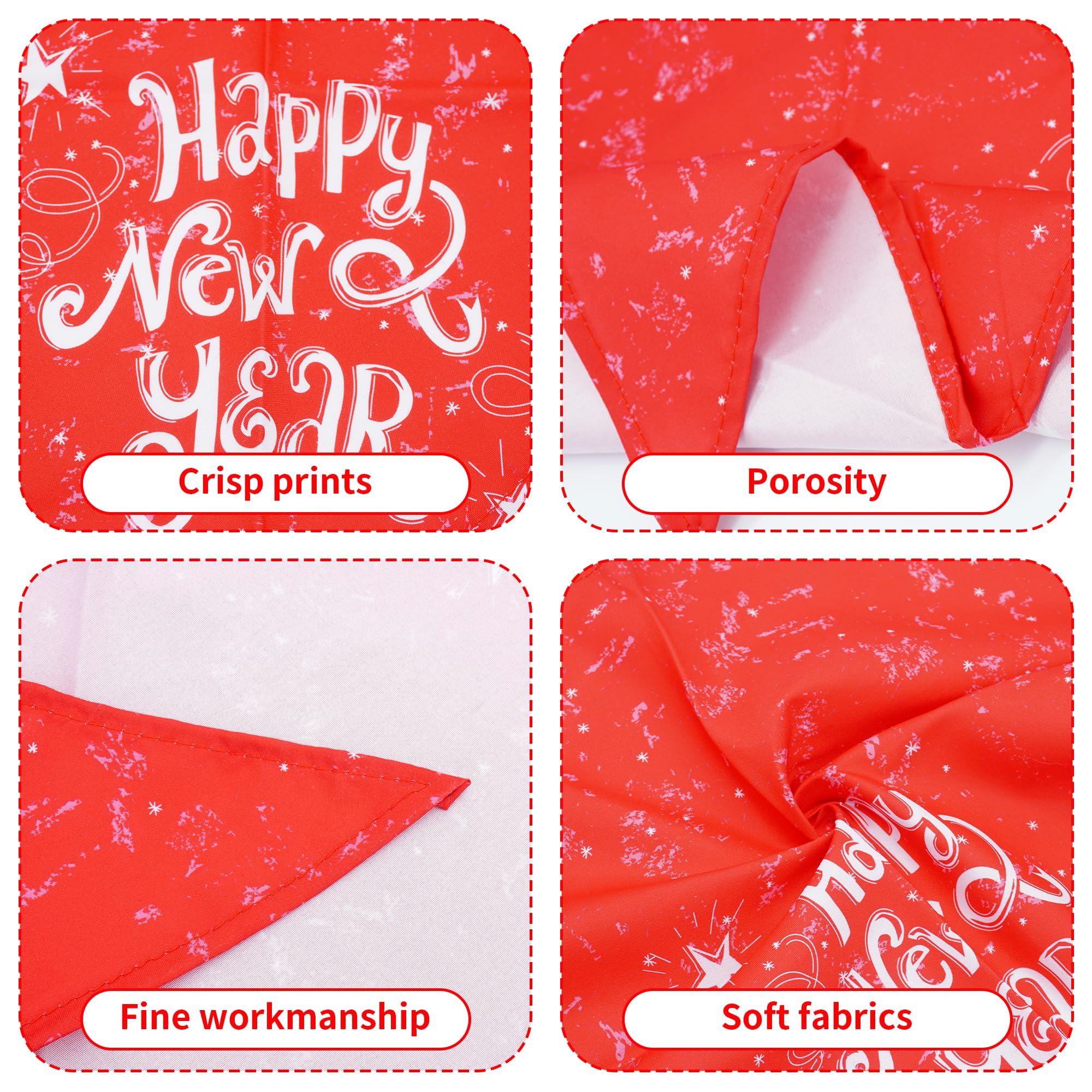 JpGdn 10PCS Dog Bandanas Happy New Year for Large Breed Dog XL XXL Kerchief Triangle Bibs Head Scarves for Boys and Girls Groomi