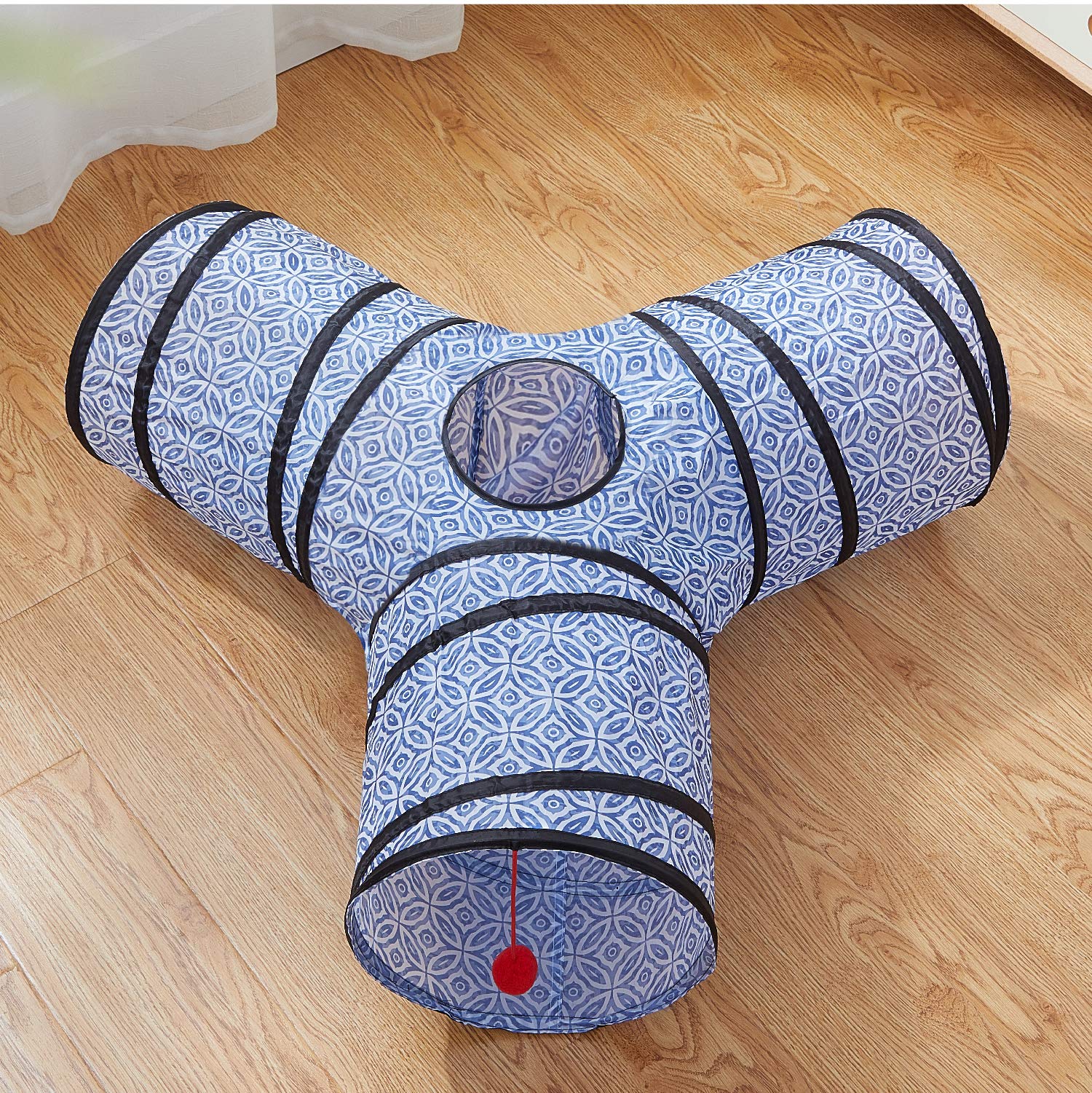 Tempcore 3 Way Collapsible Cat Toys - Indoor Cat Tunnels with Peek Hole & Ball, Perfect for Kittens & Puppies