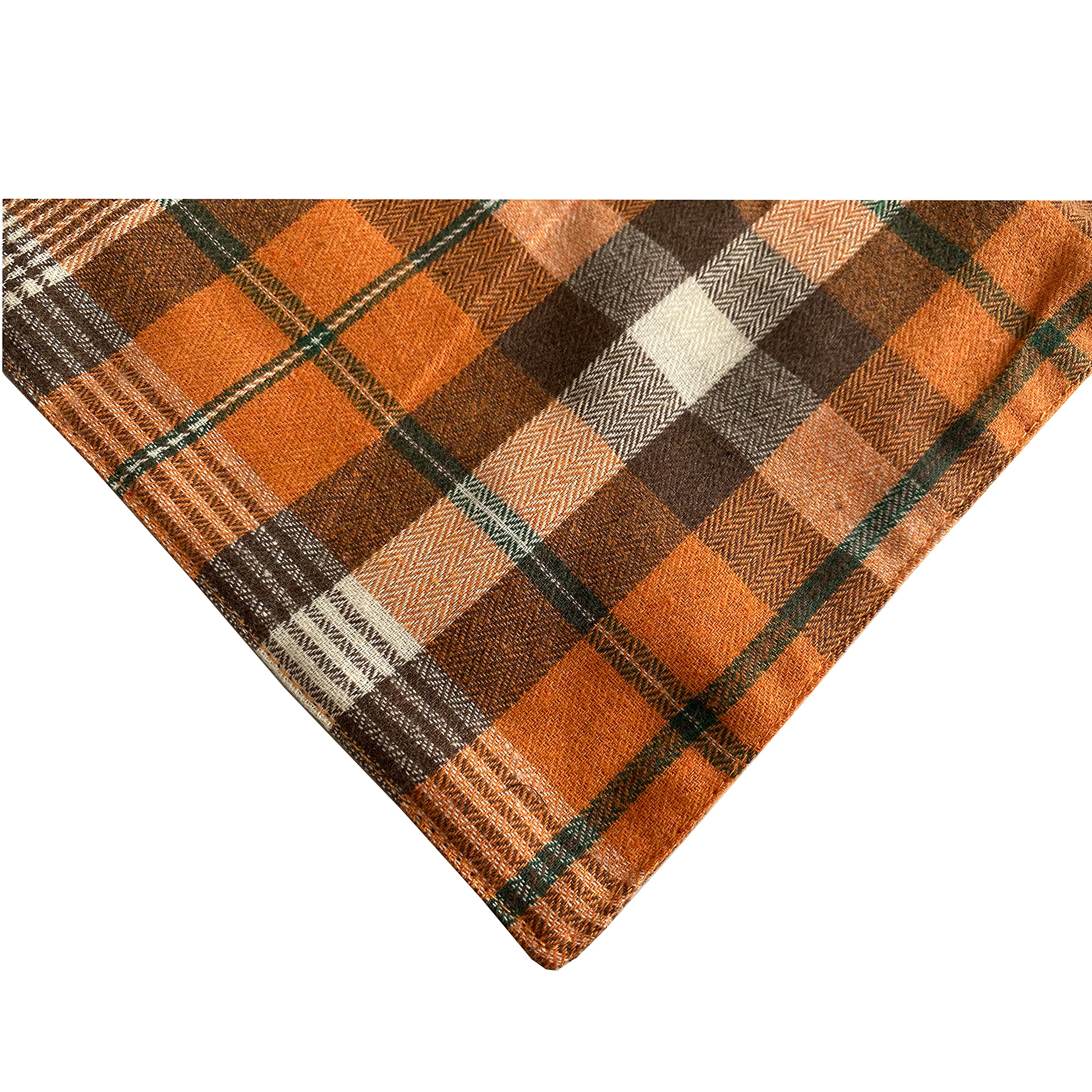 Realeaf Thanksgiving Fall Dog Bandanas 2 Pack, Orange Plaid Pet Scarf For Boy And Girl, Premium Durable Fabric, Holiday Halloween Bandana For Medium And Large Dogs (Large)
