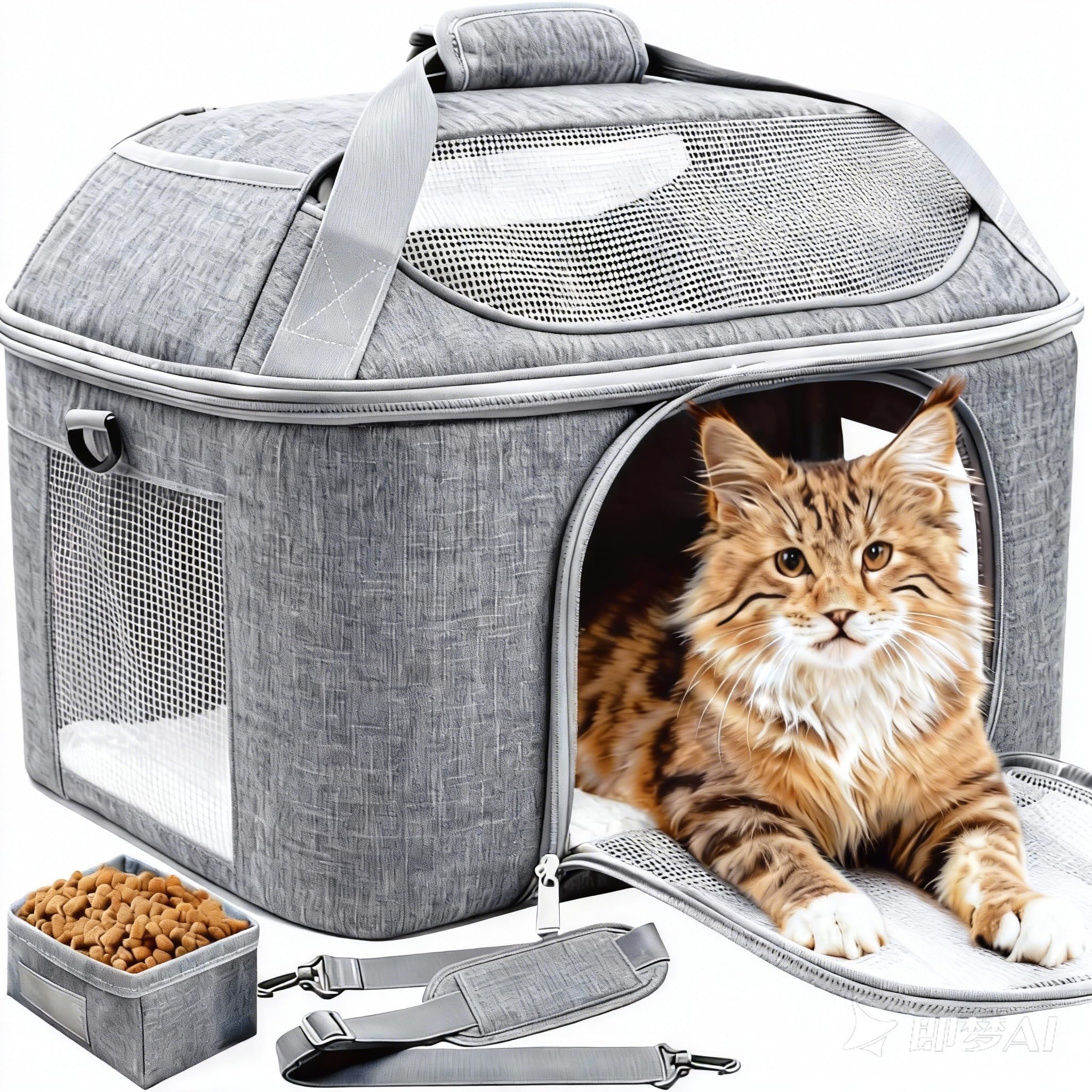 Top-Expandable Pet Carrier 17x11.8x13 Inches Underseat Up to 20lbs, Soft-Sided Carrier Travel Carriers with Padded Shoulder Stra