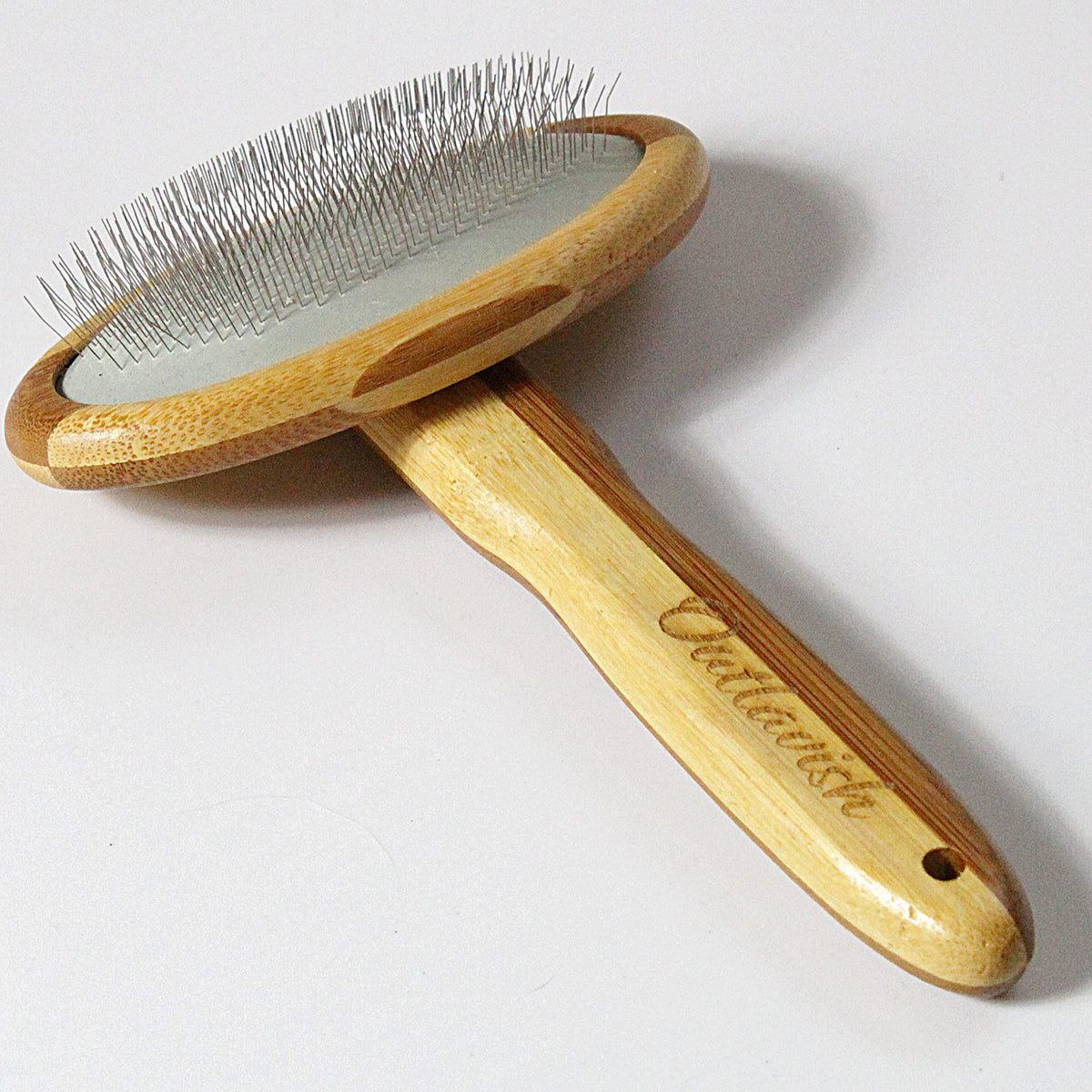 Outlavish Sheepskin Wool Wire Brush Rug Cleaner Bamboo Slicker Carding, Unmats Fur & Restores Like New, Longer Prongs, Stronger 