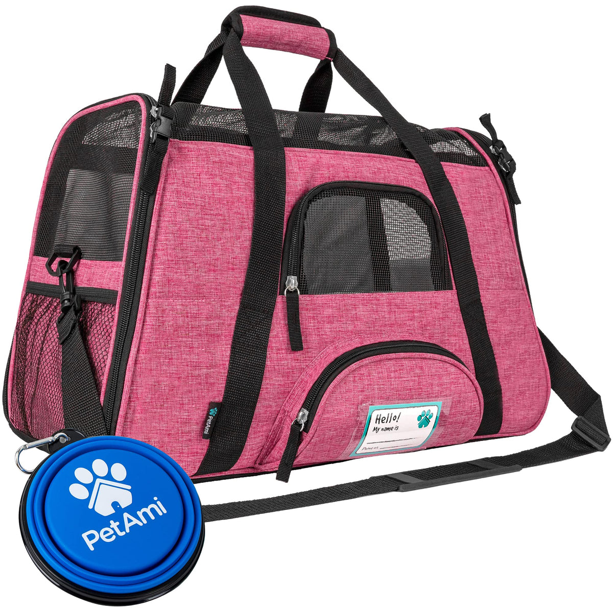 Petami Airline Approved Pet Carrier For Cat, Soft Sided Dog Carrier For Small Dog, Cat Travel Supplies Accessories Indoor Cat, Ventilated Pet Carrying Bag Medium Large Kitten Puppy, Large Heather Pink