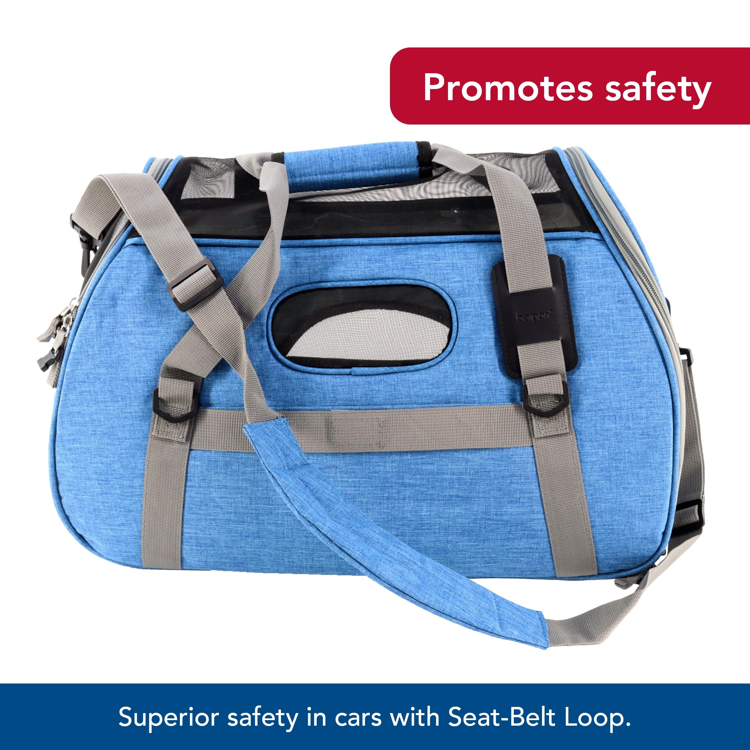 Coastal Pet Bergan Comfort Carrier - Safe And Comfortable For Dog & Cat Travel - Airline Friendly Soft And Breathable Carrier For Pet Owners - Heather Bermuda, 16' X 8' X 11'