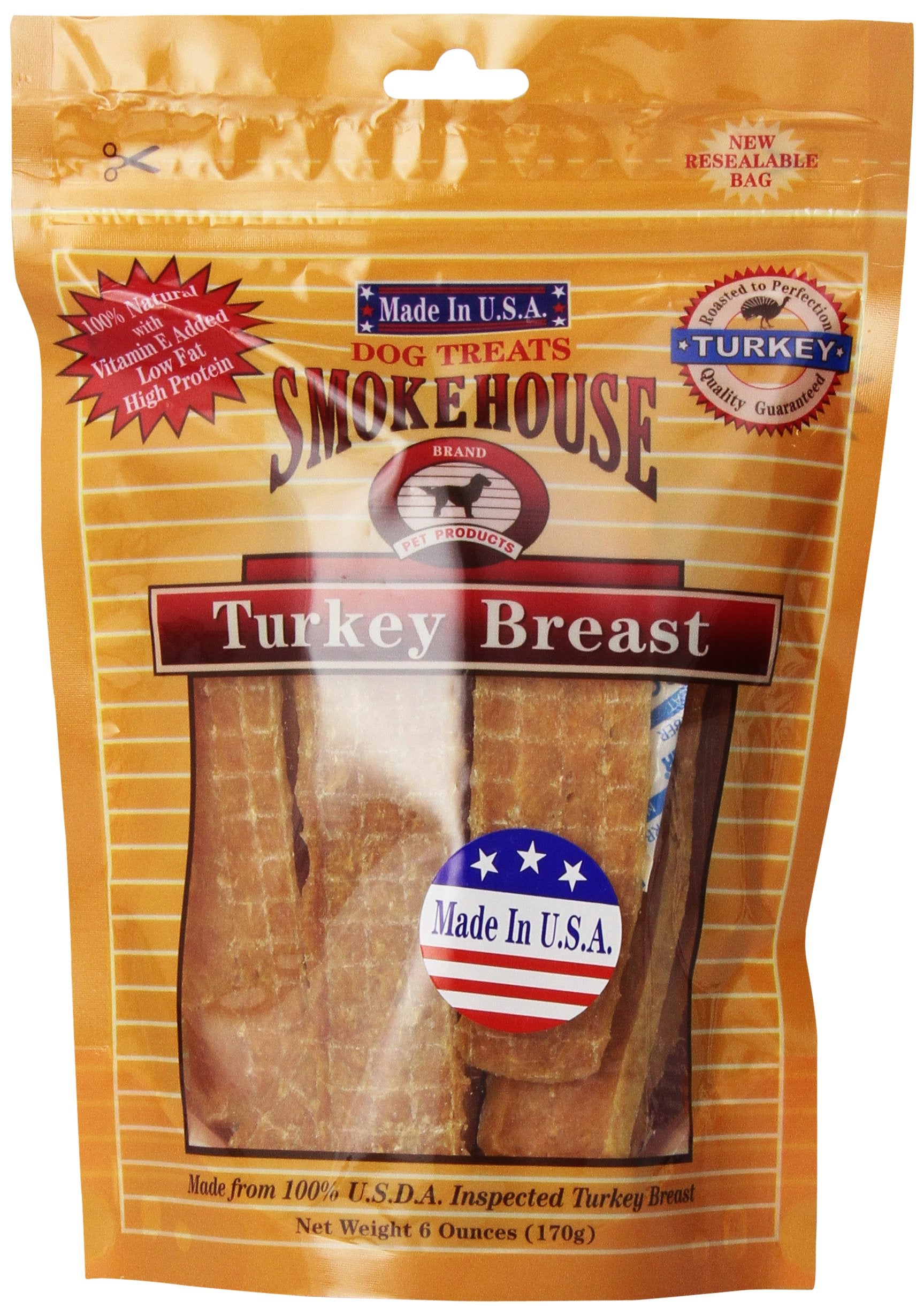 Smokehouse 100-Percent Natural Turkey Breast Dog Treats, 6-Ounce